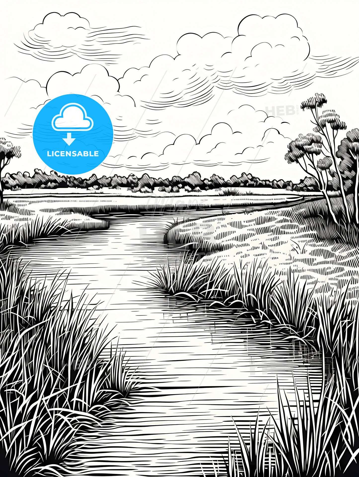 A River Flowing Through A Grassy Area