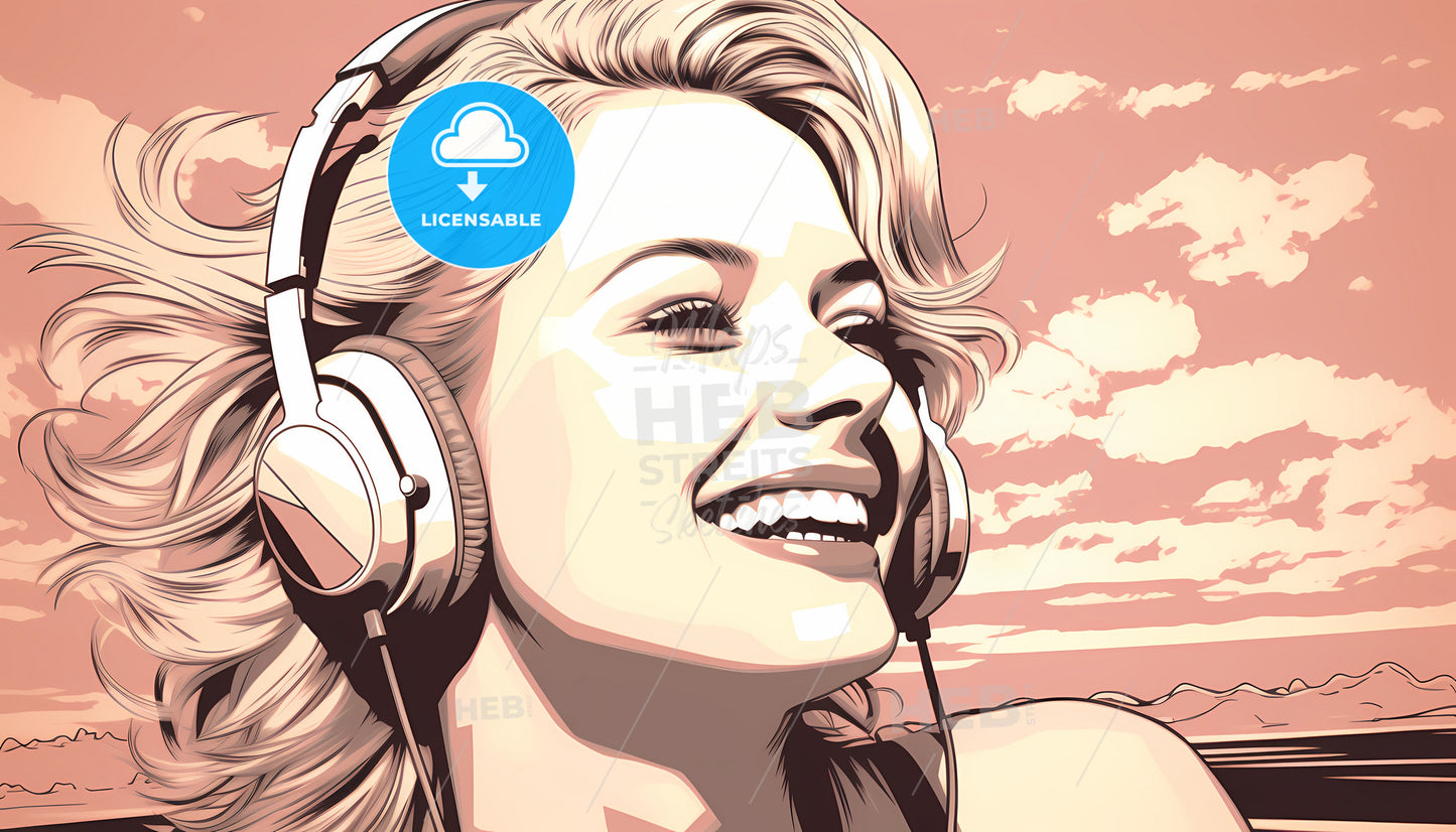 A Woman Wearing Headphones