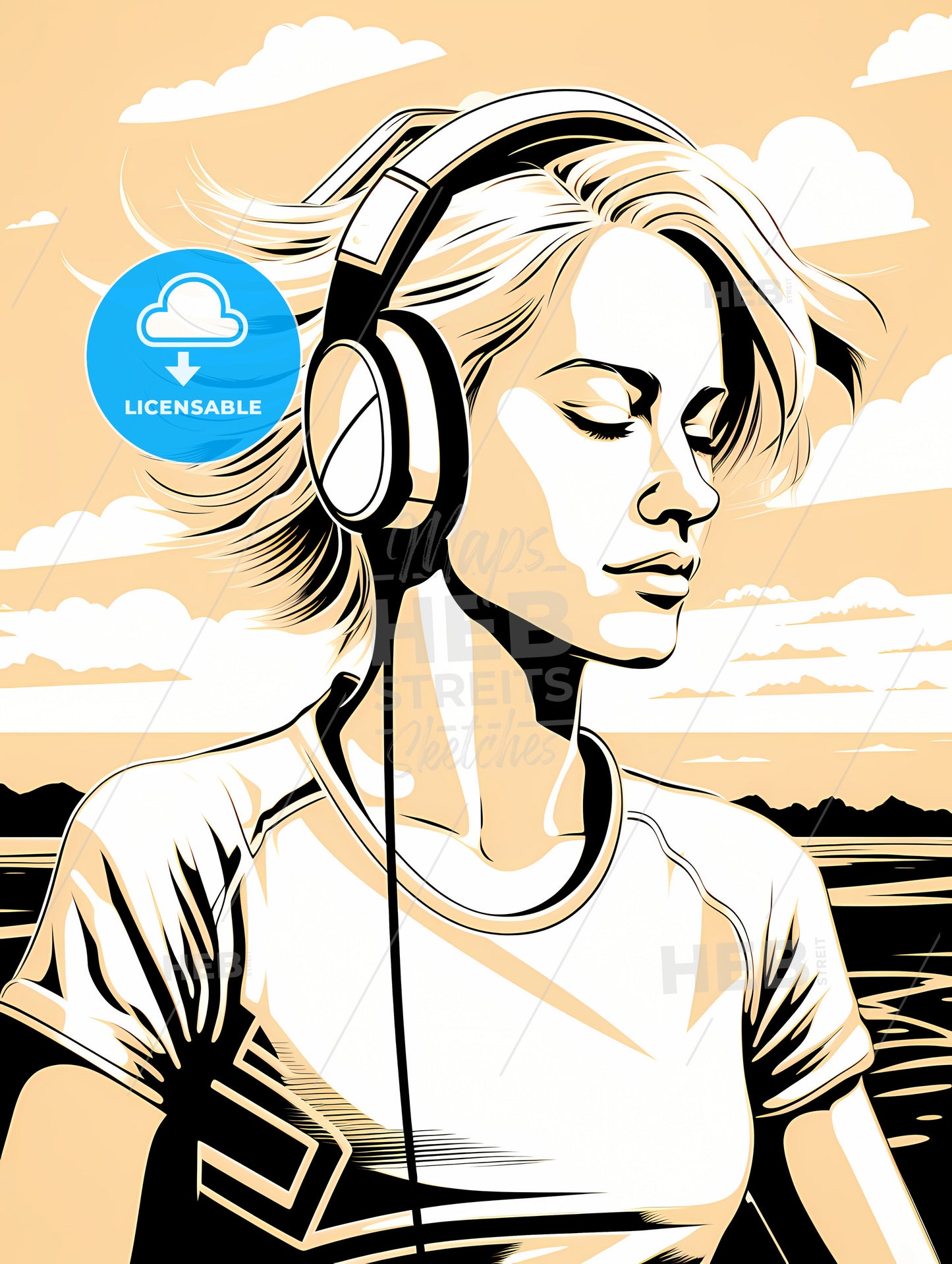 A Woman Wearing Headphones