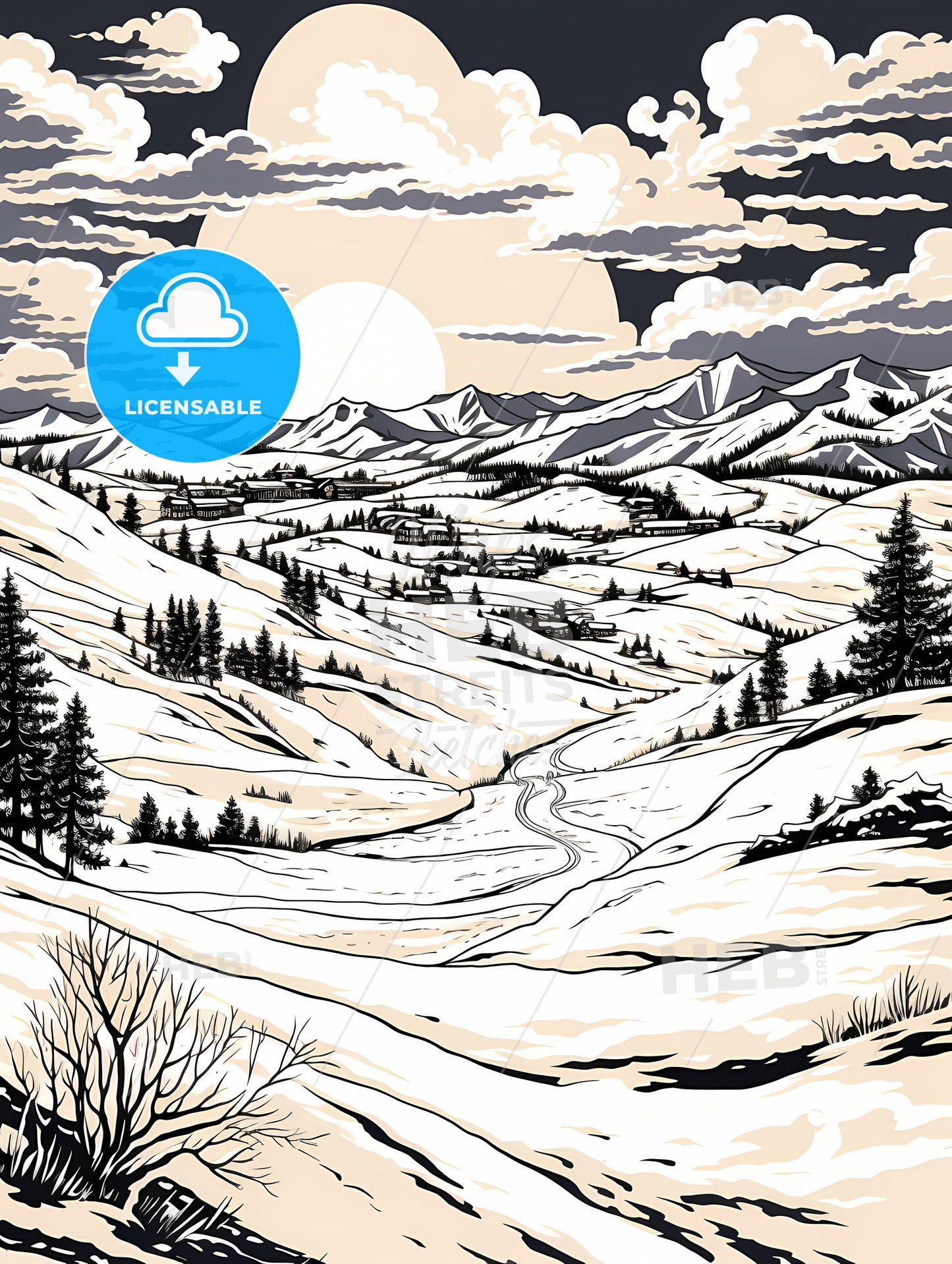 A Landscape With Trees And Mountains