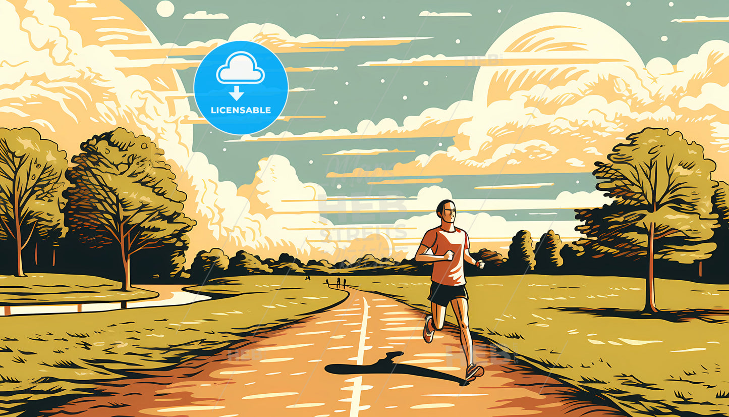 A Man Running On A Road