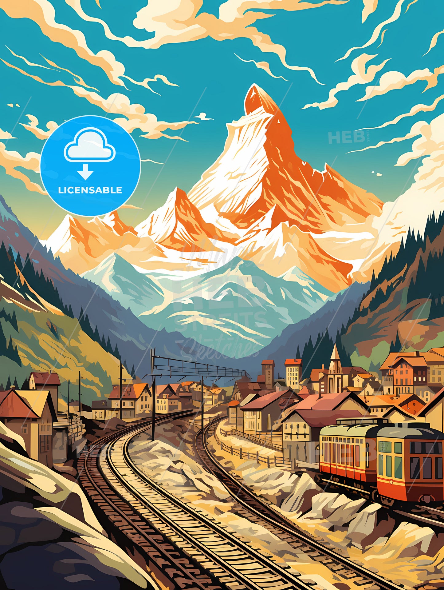 A Train Going Through A Town