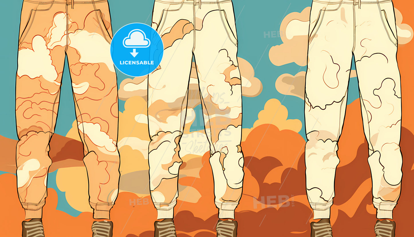 A Pair Of Pants With Clouds On Them