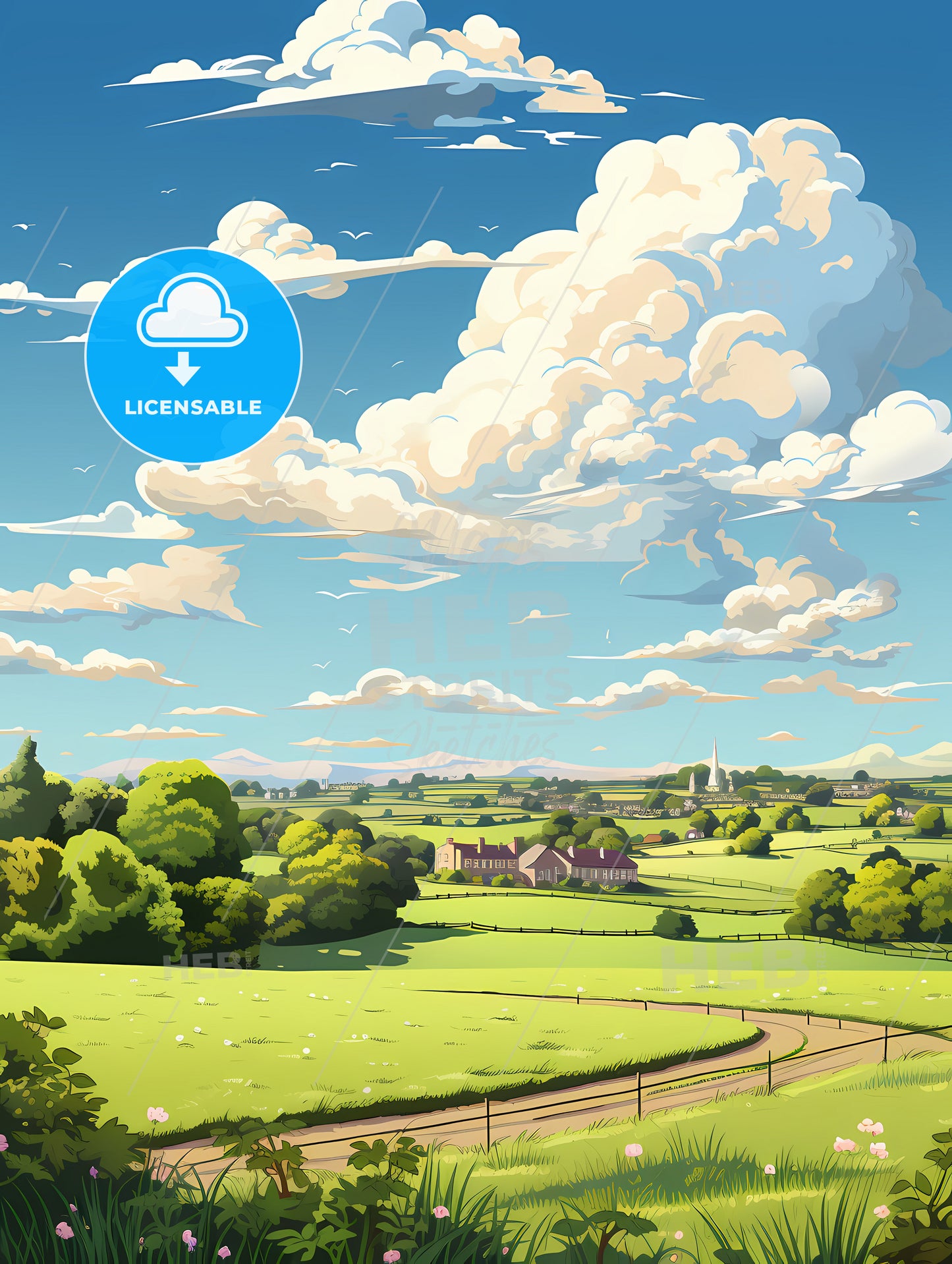 A Landscape With A Road And Trees