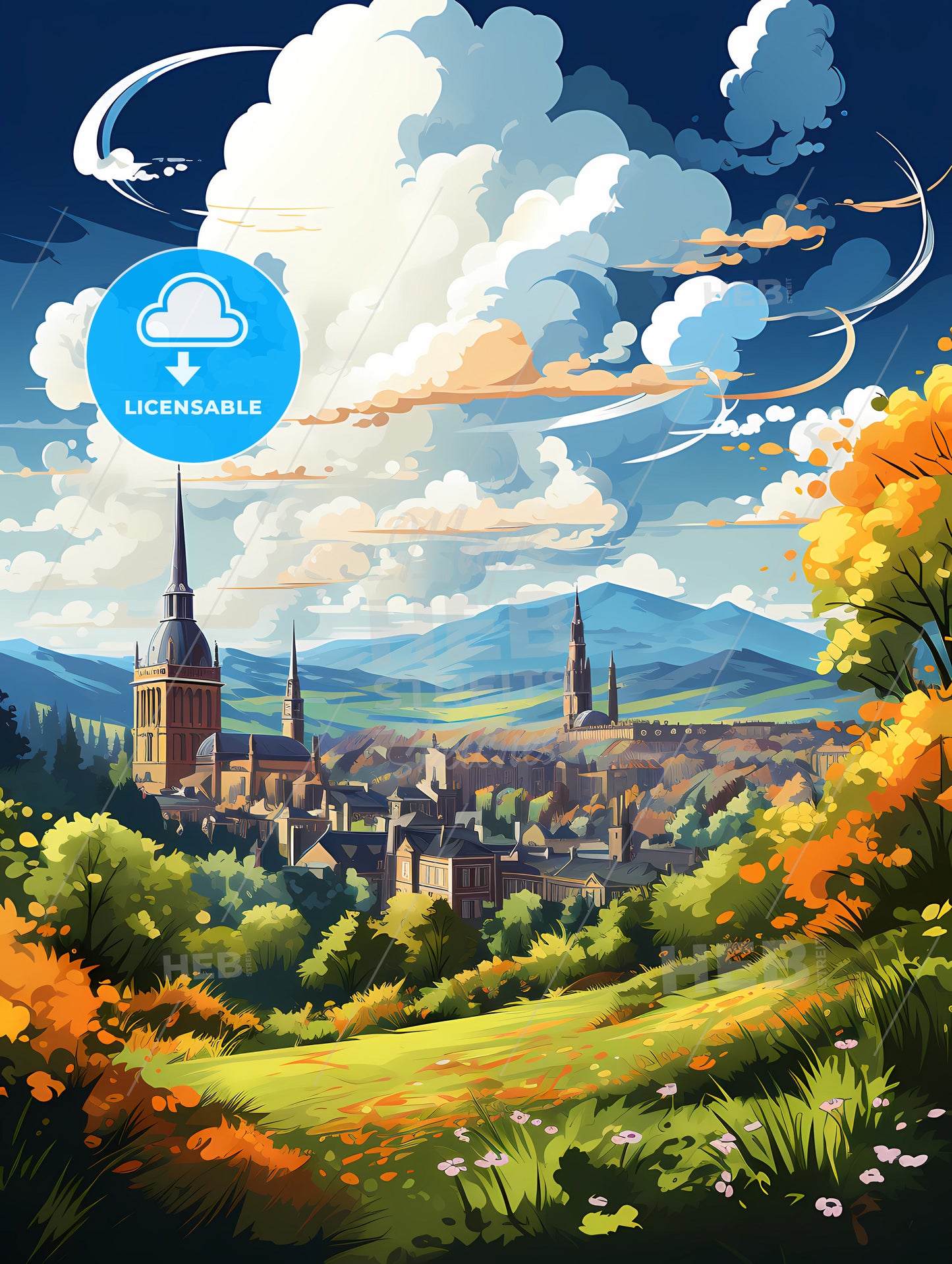 A Landscape With Trees And Buildings