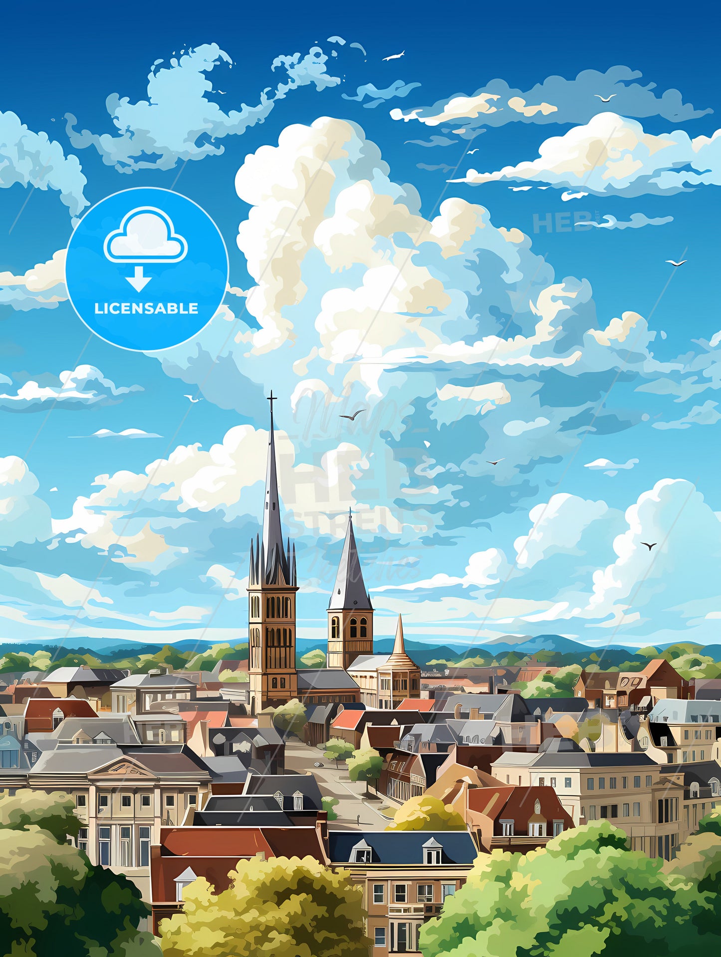 A City With A Church Tower