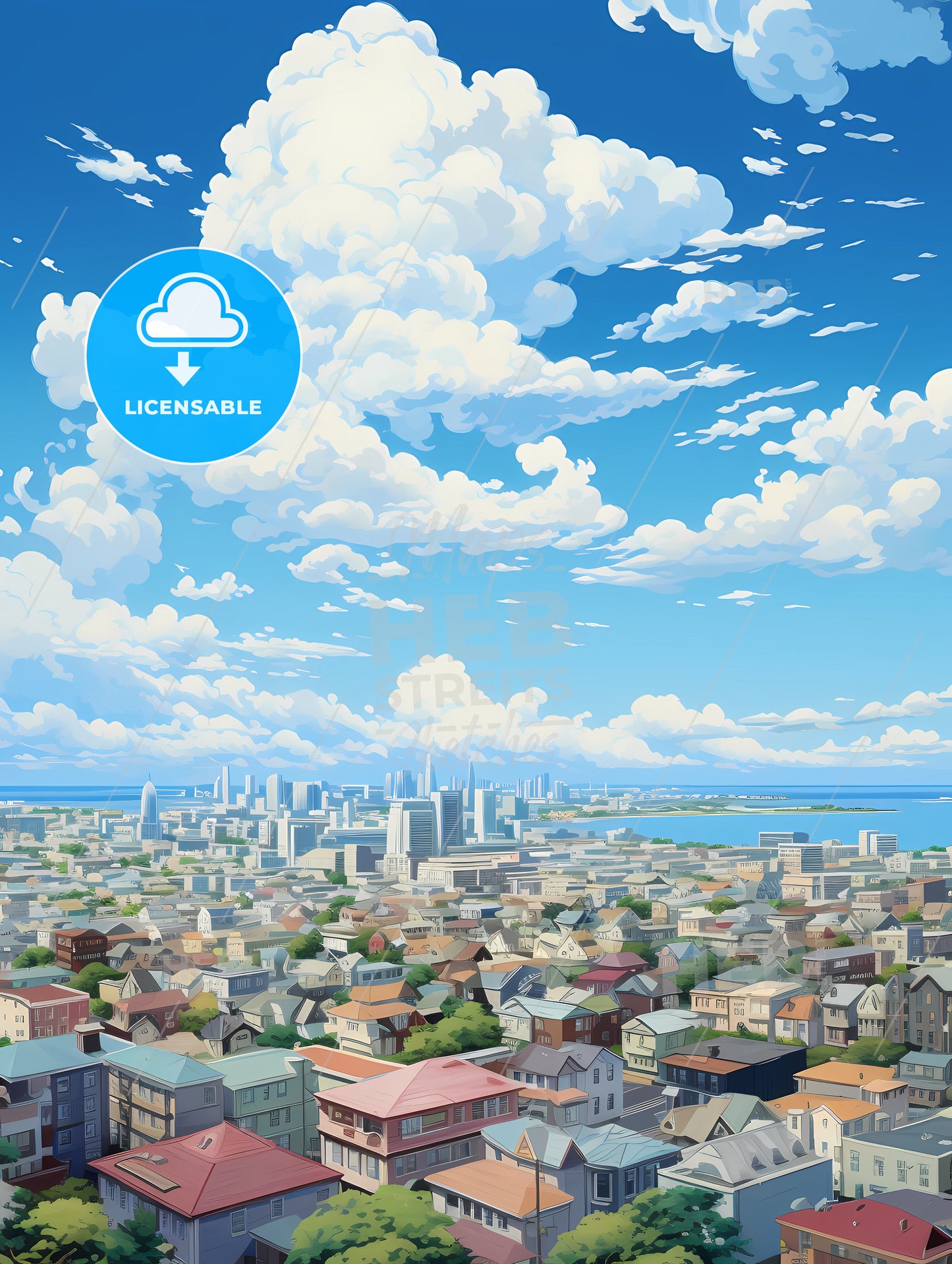 A City With Many Buildings And A Body Of Water