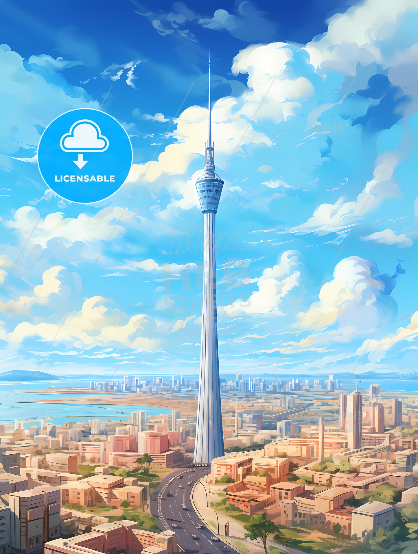 A Large Tower In A City