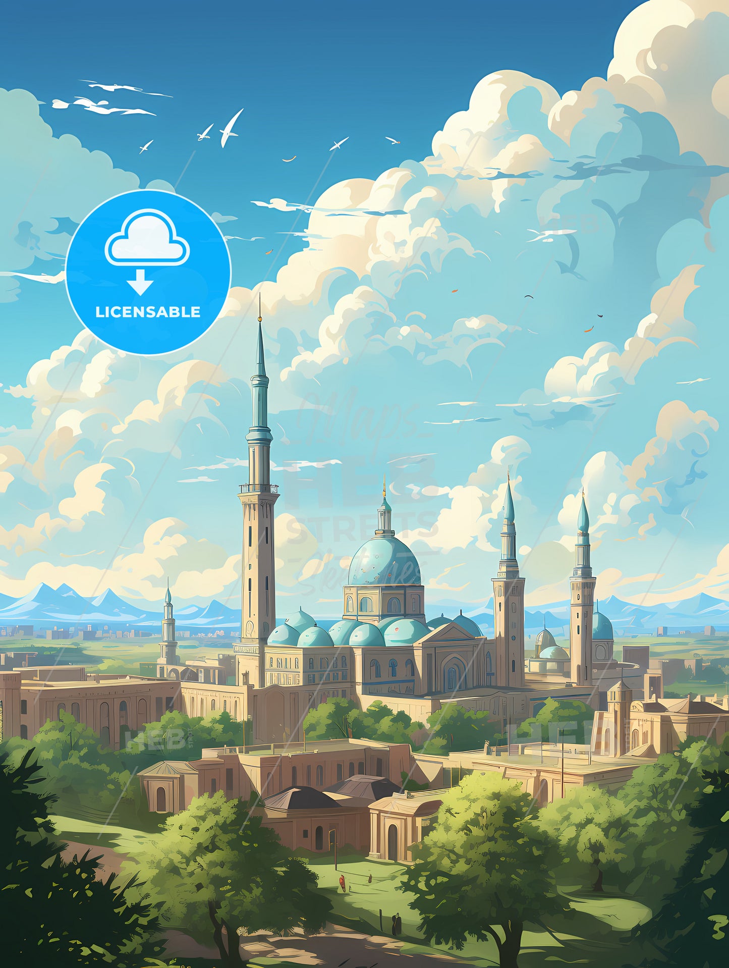 A Large Building With Towers And Towers