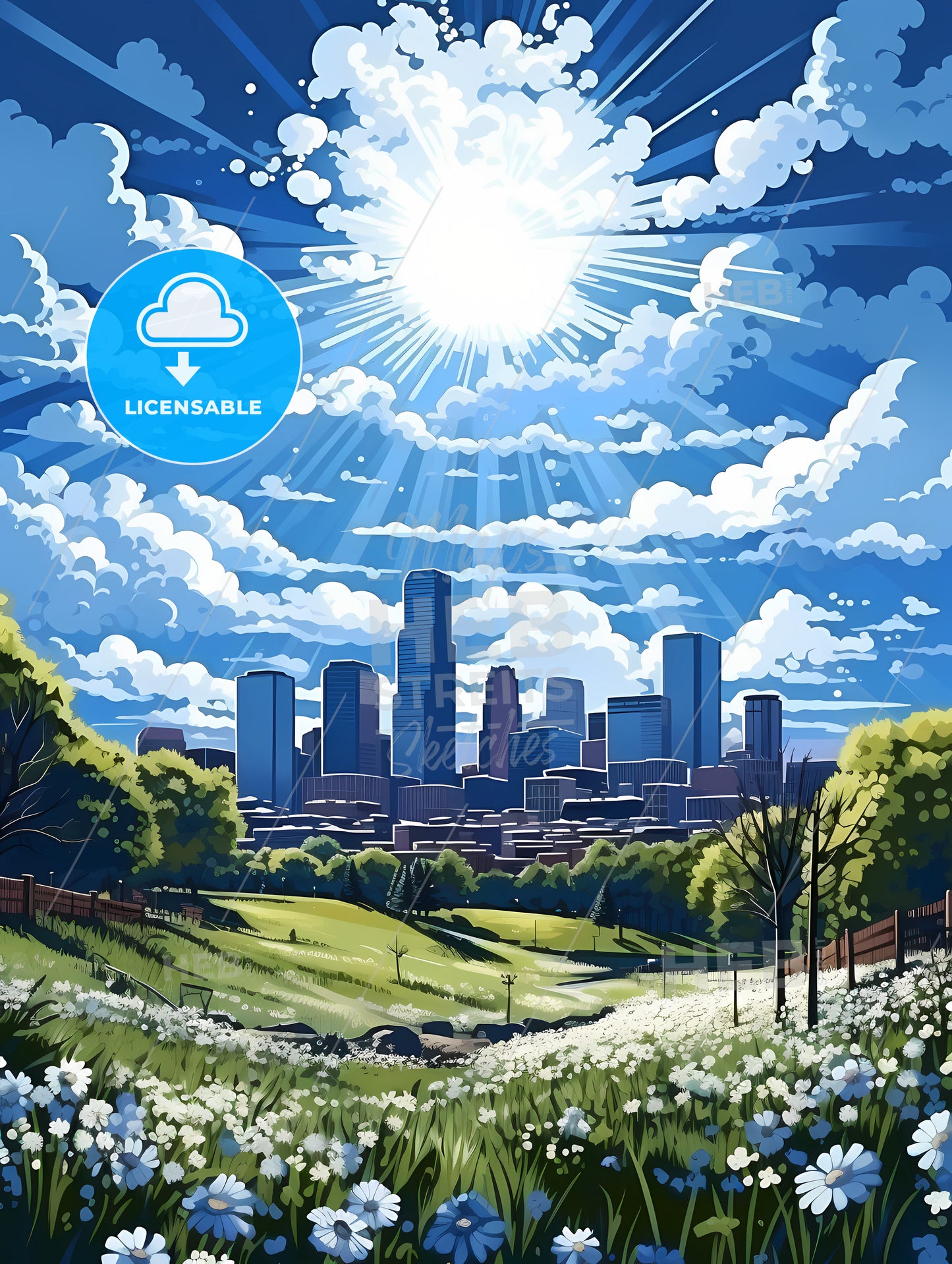 A City Landscape With A City In The Background