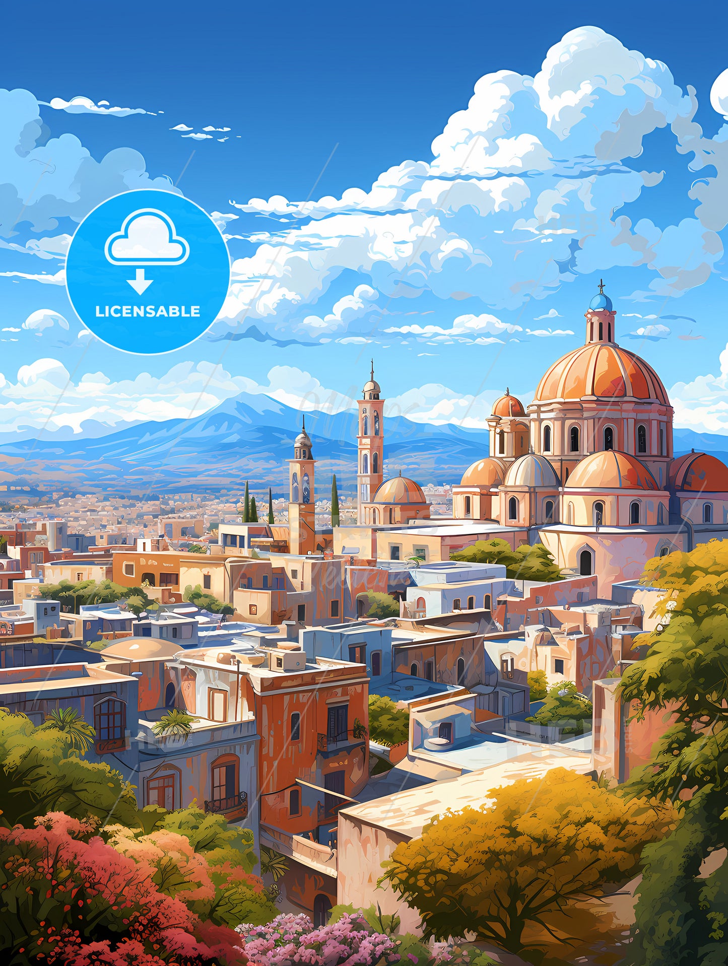 A City With A Dome Shaped Building