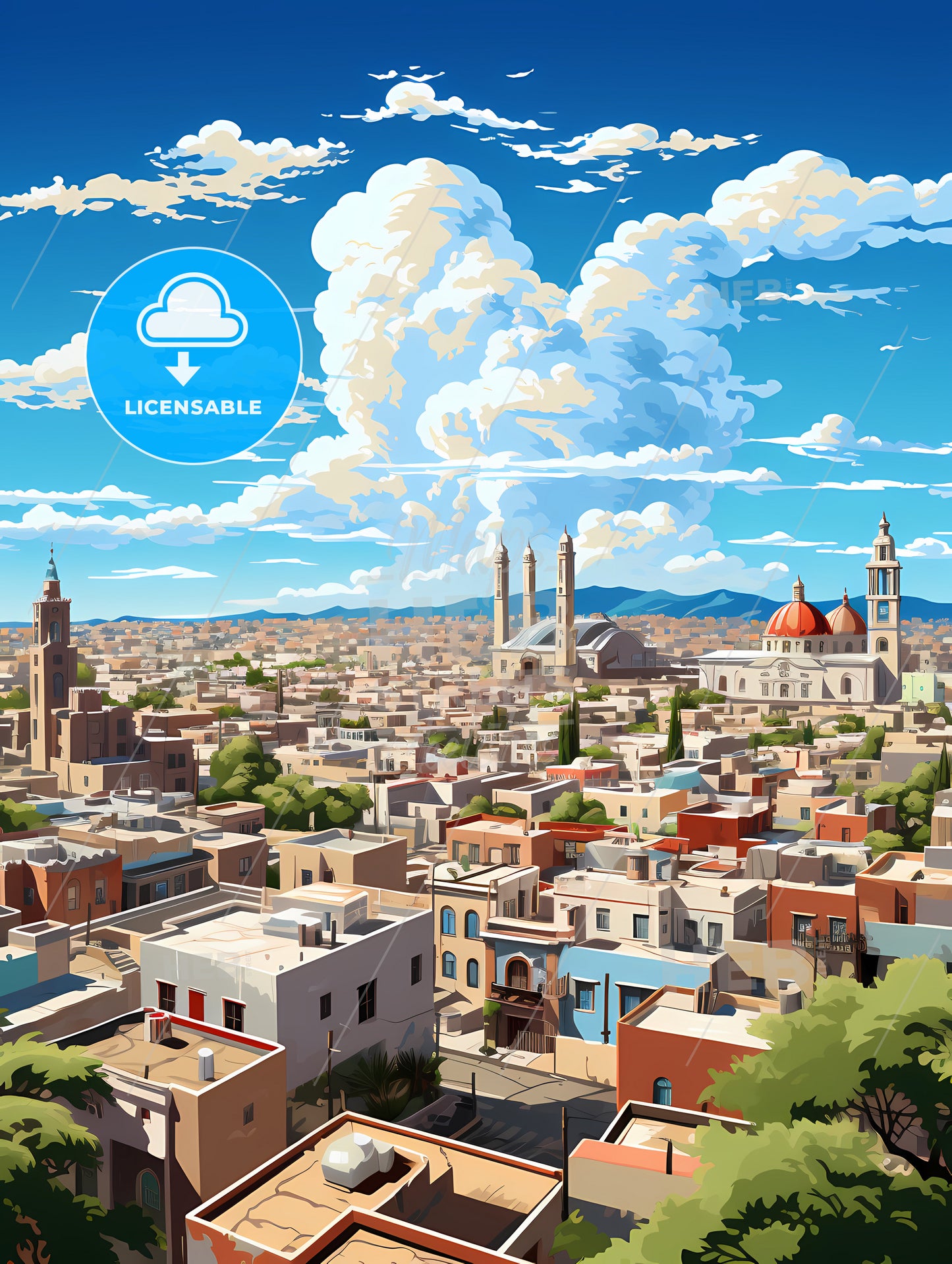 A City With Buildings And Trees