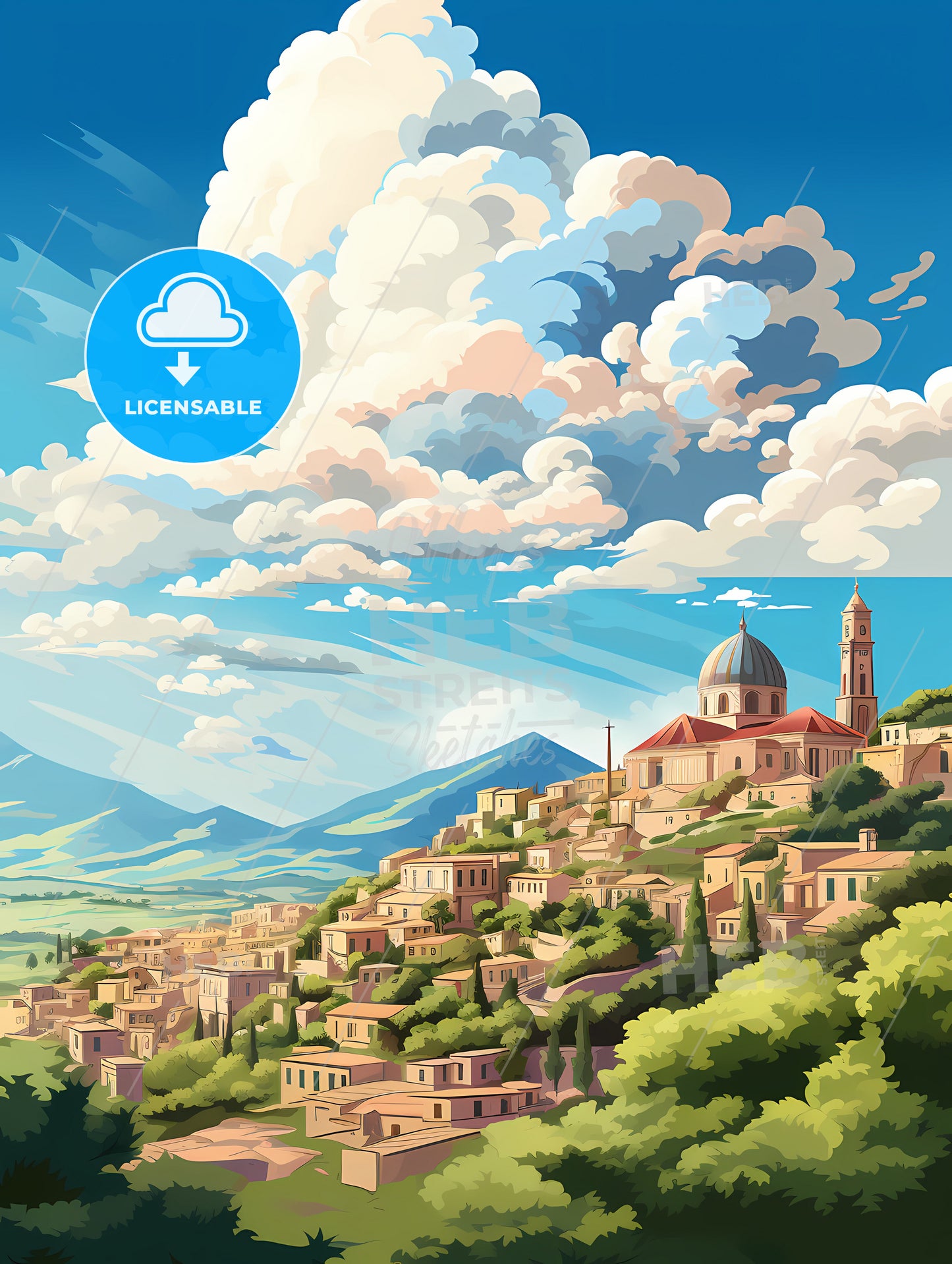 A Landscape Of A Town