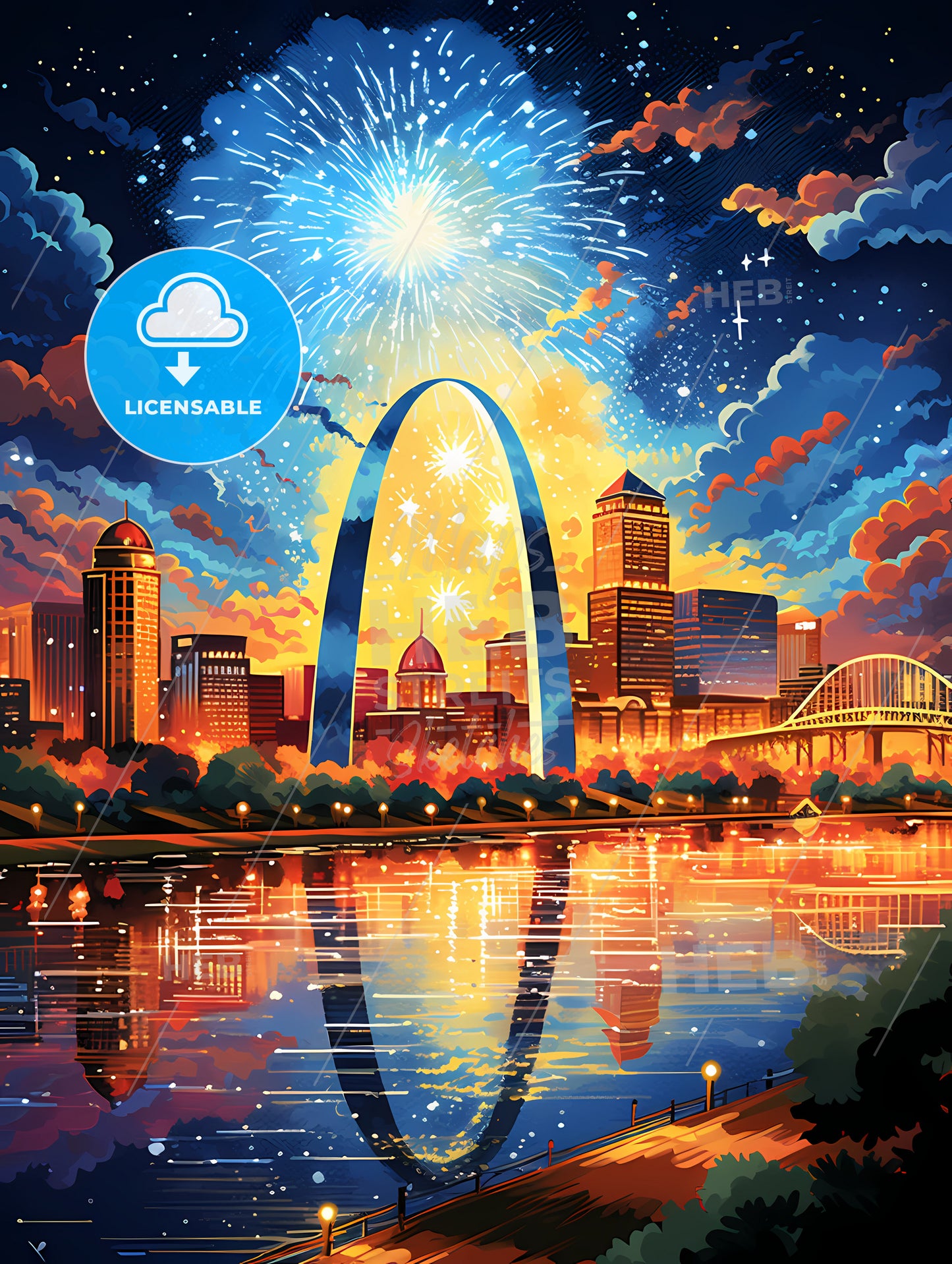 A Fireworks Over A City