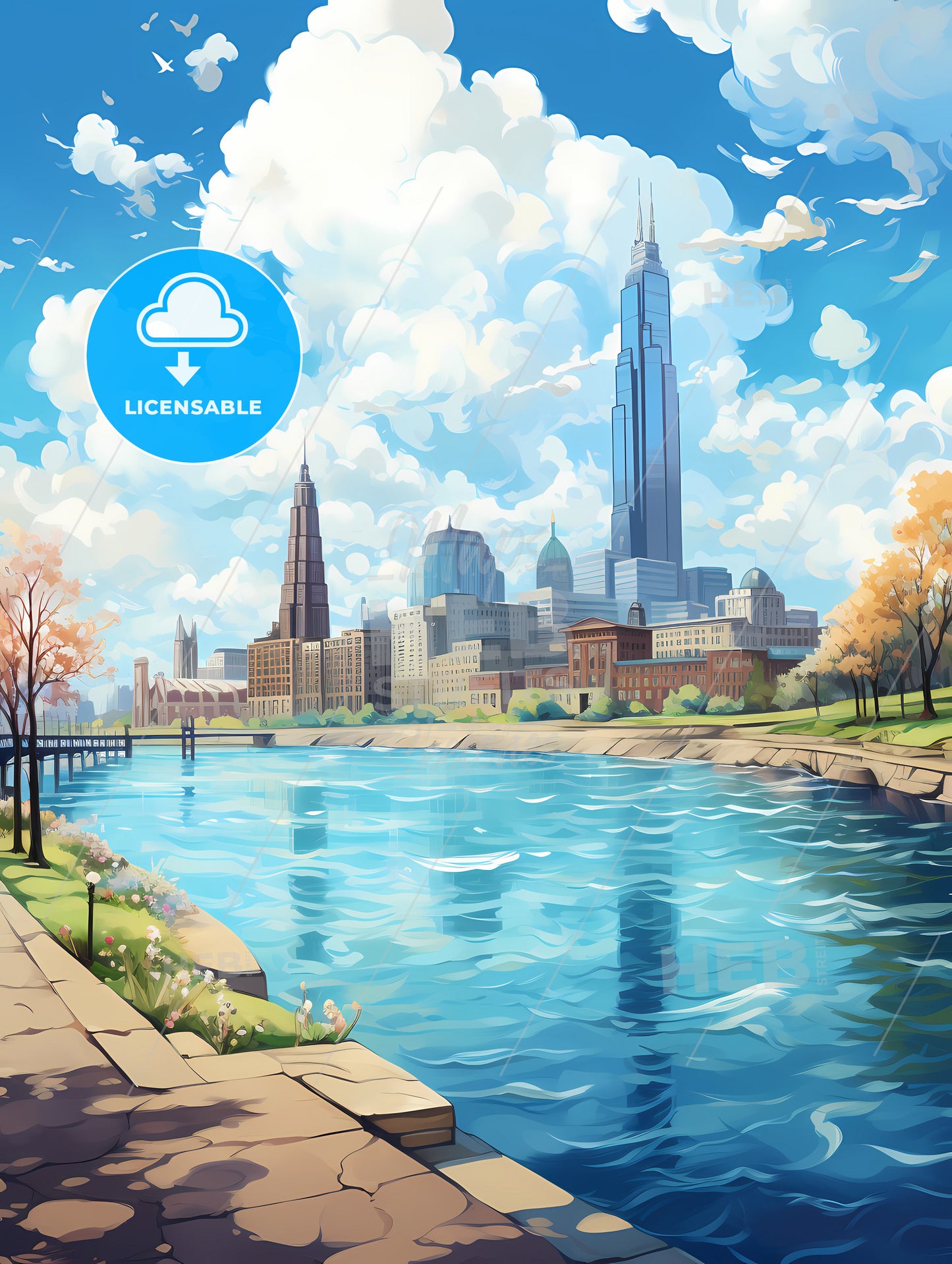 A River With A City In The Background