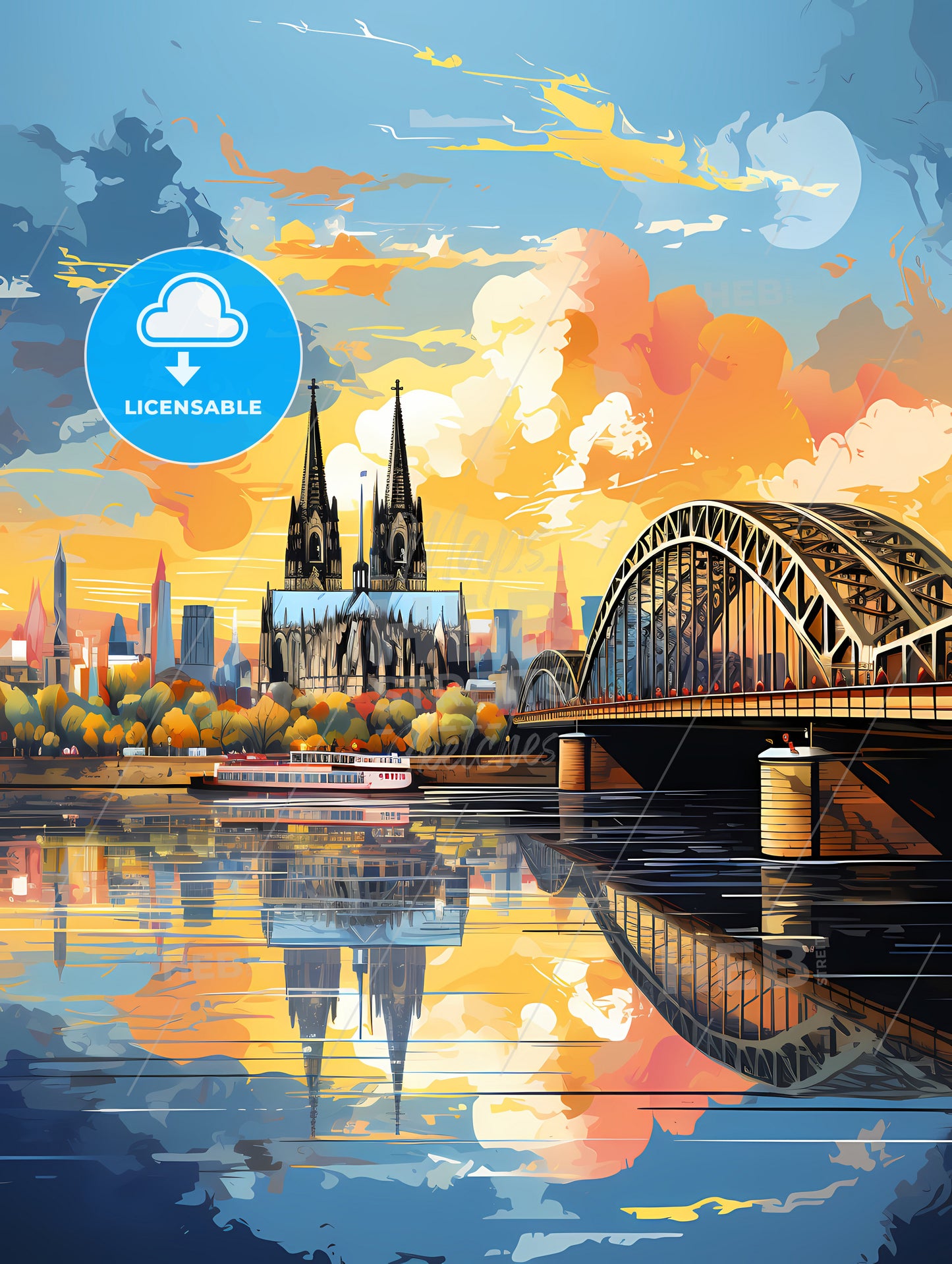 A Bridge Over Water With A Church And A Bridge