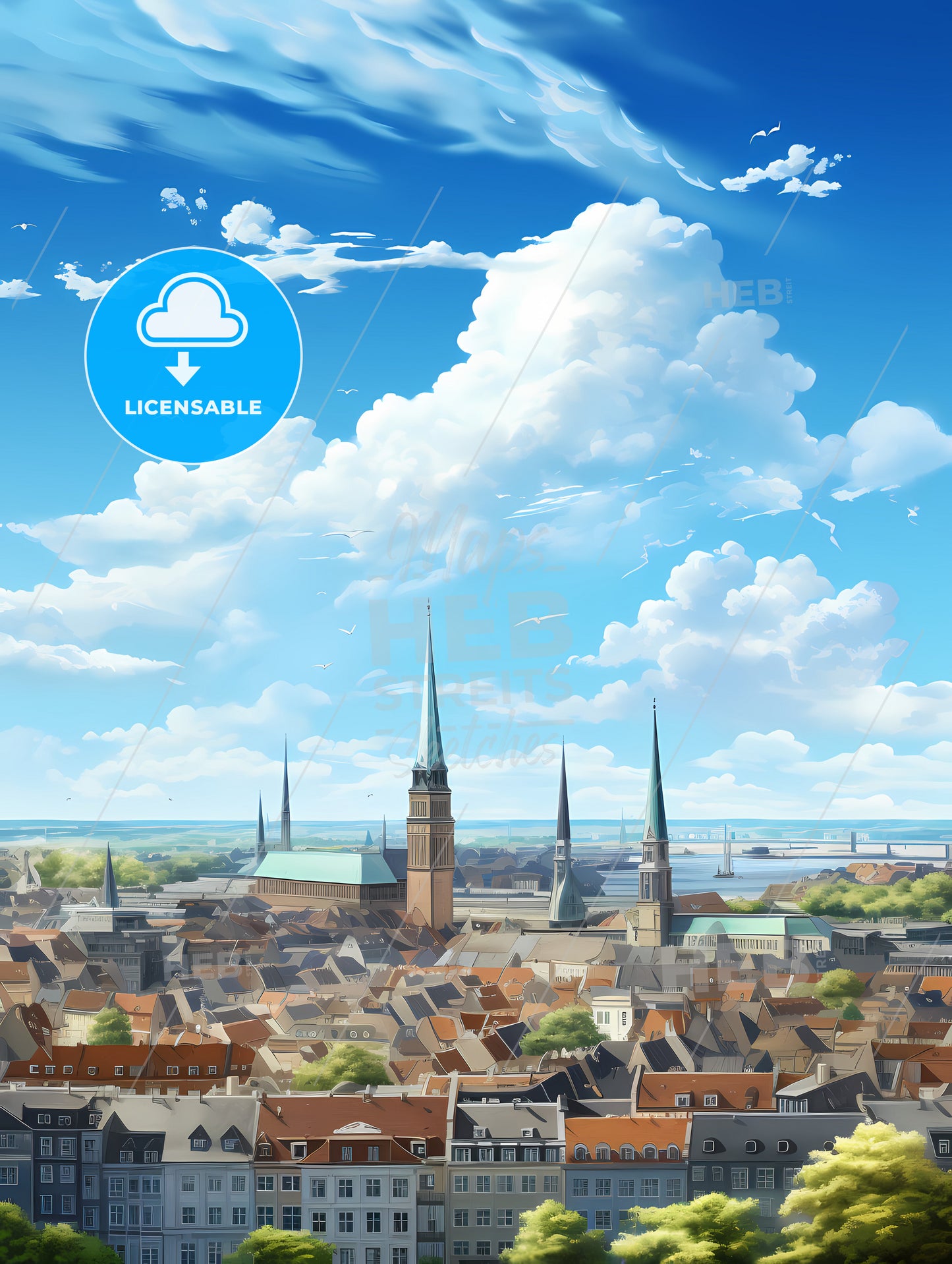 A City With Many Steeples And A River