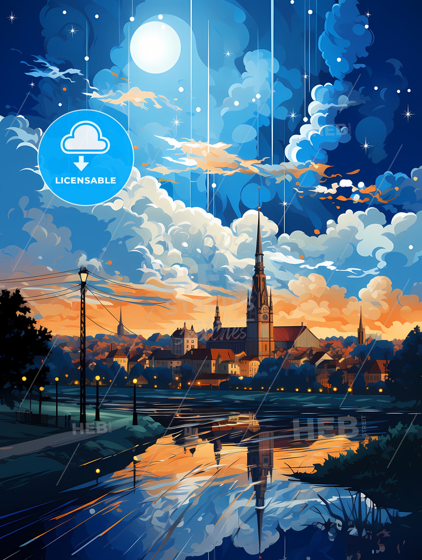 A City With A Church And A River