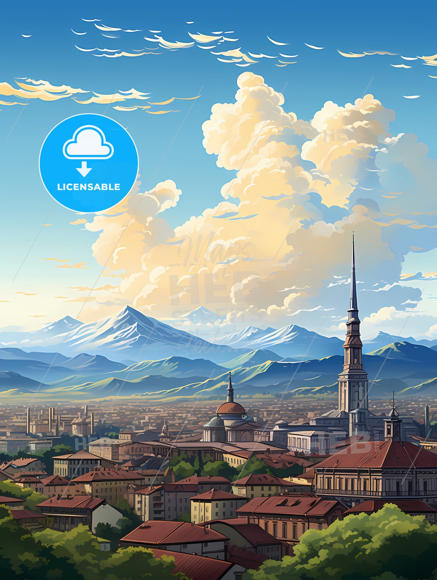 A City With Mountains In The Background