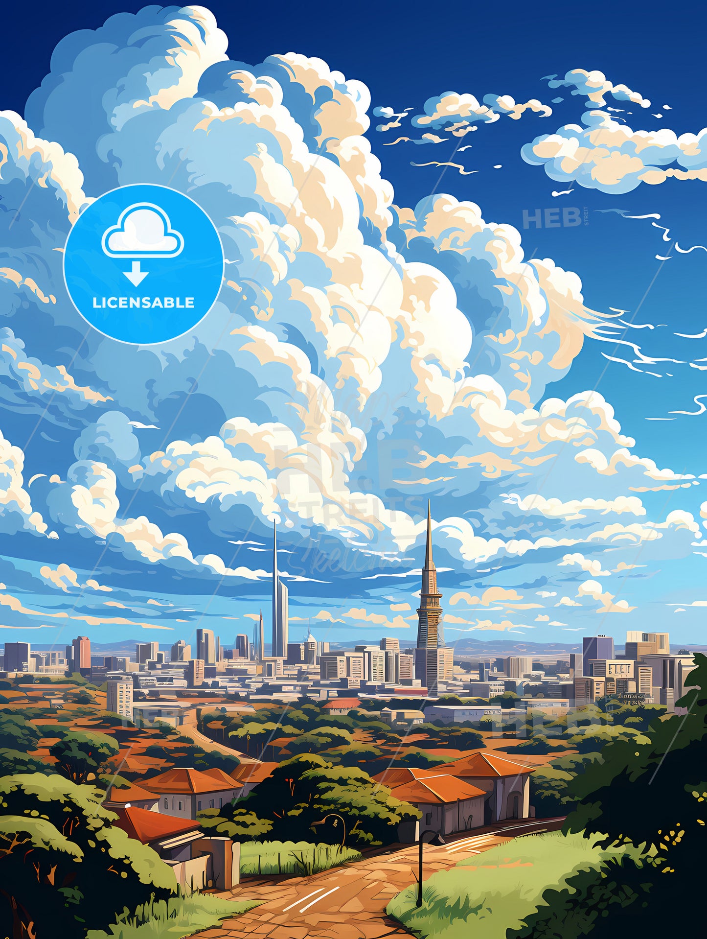 A City Landscape With Trees And Buildings