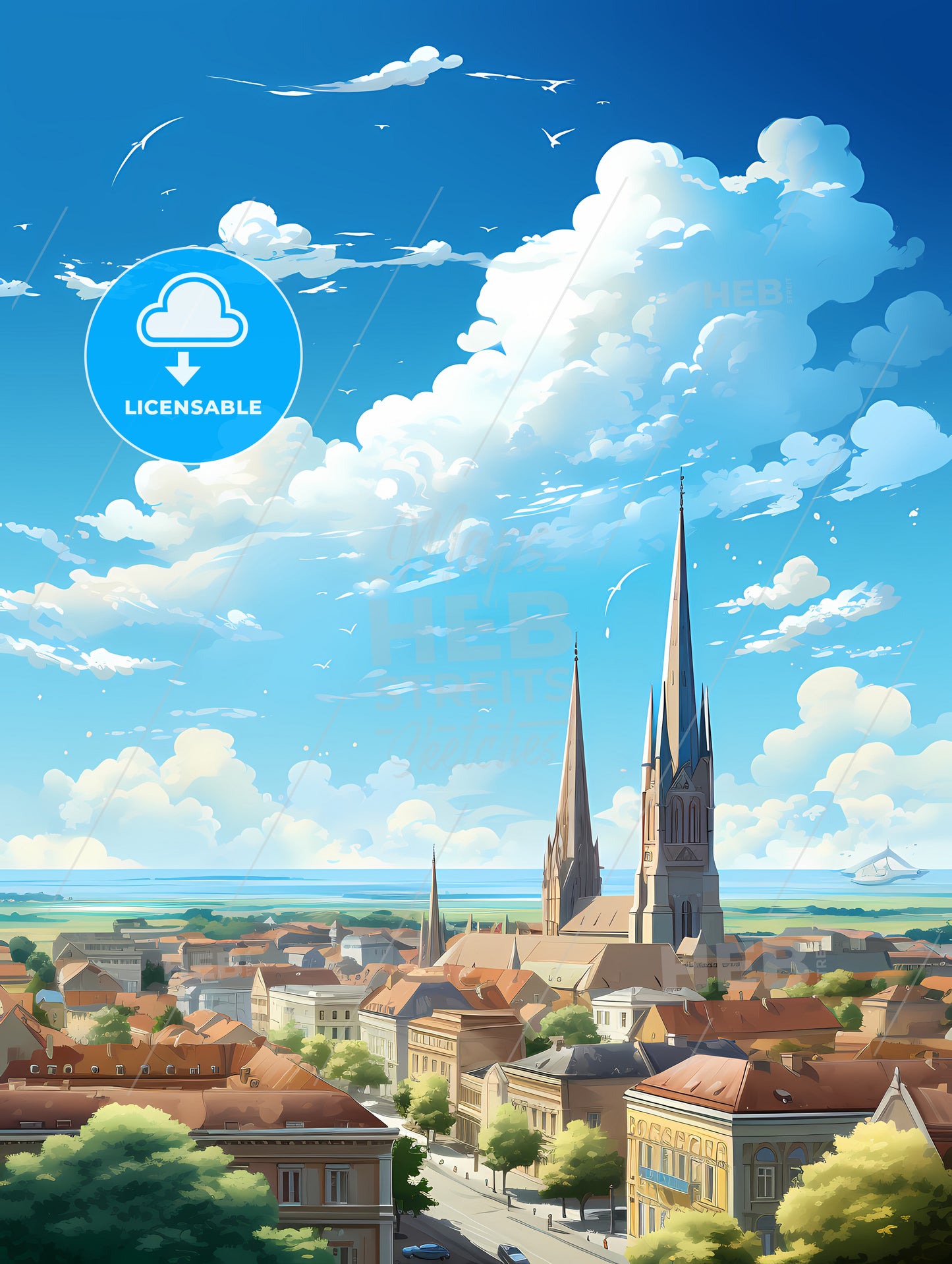 A City With Tall Towers And Buildings