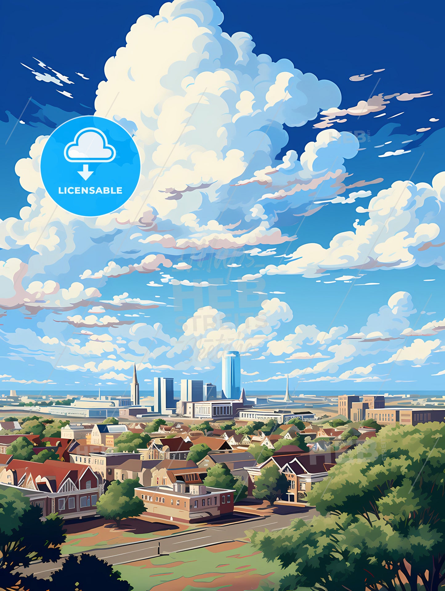 A Cityscape With Clouds In The Sky