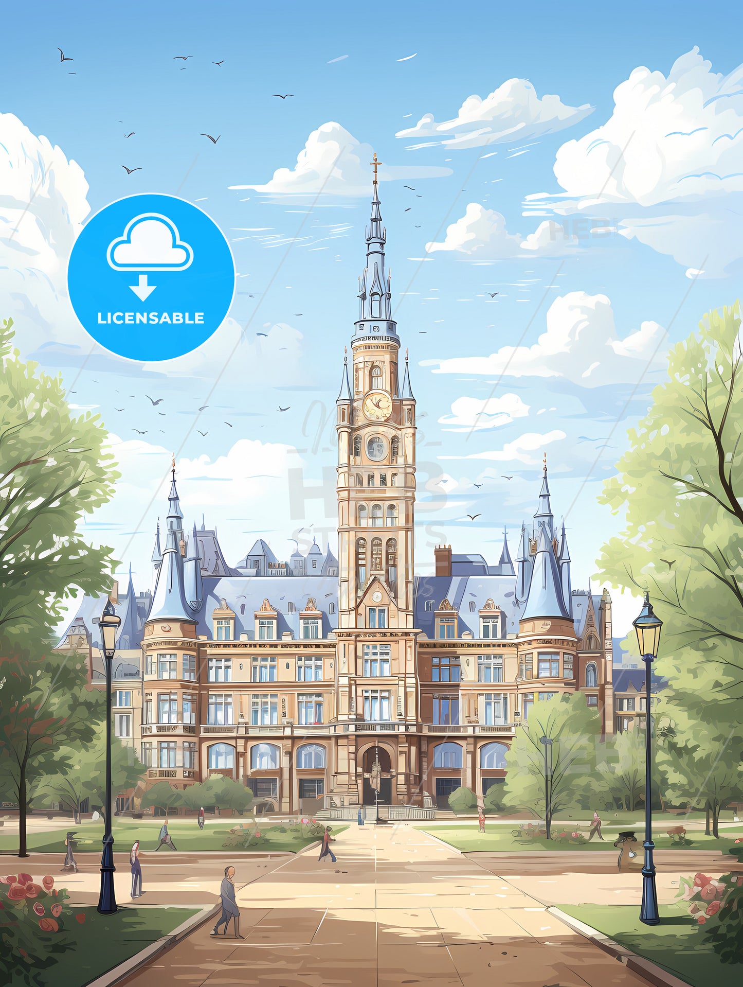 A Large Building With A Clock Tower