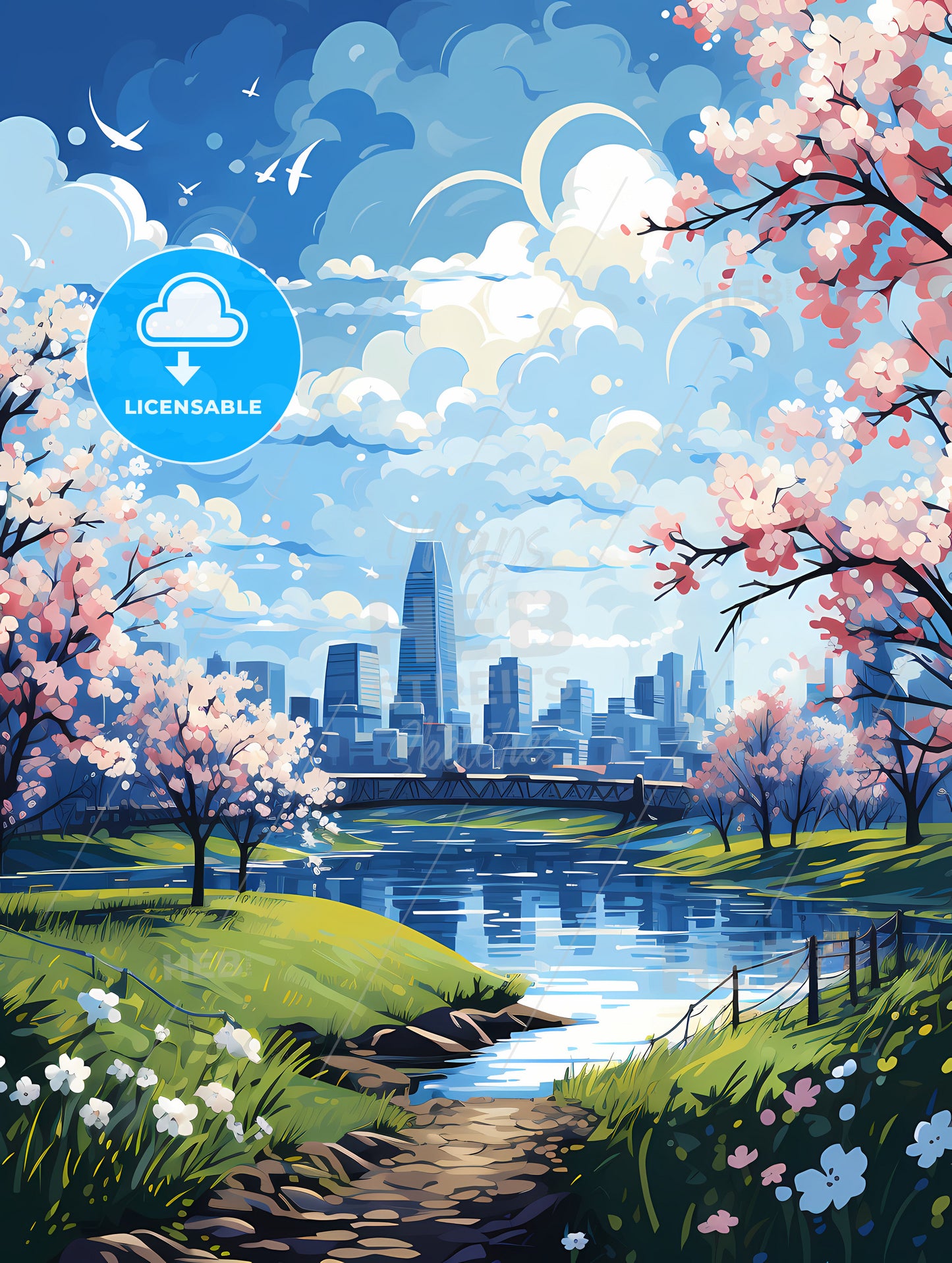 A River With A Bridge And Trees In The Foreground