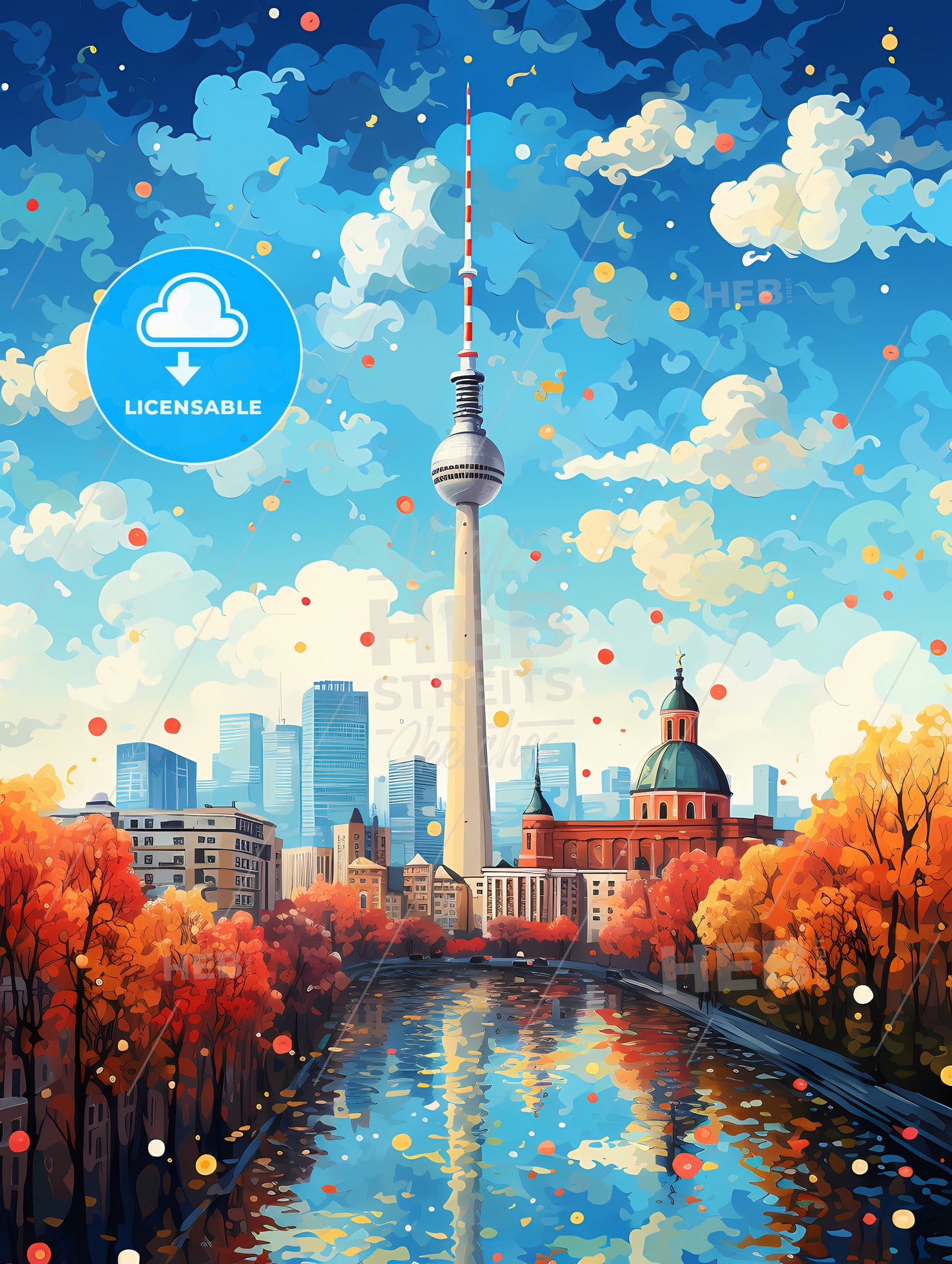 A City With A River And A Tower