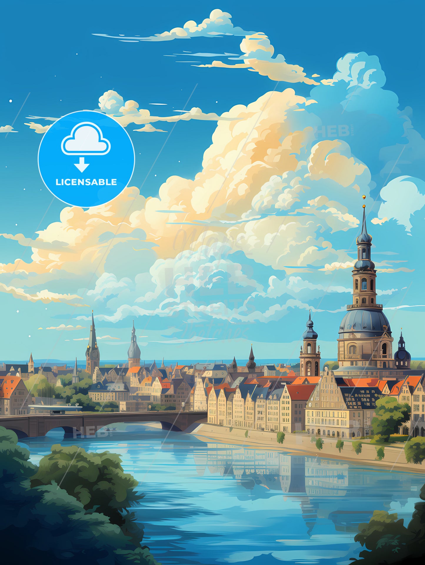 A City With A Bridge And A River