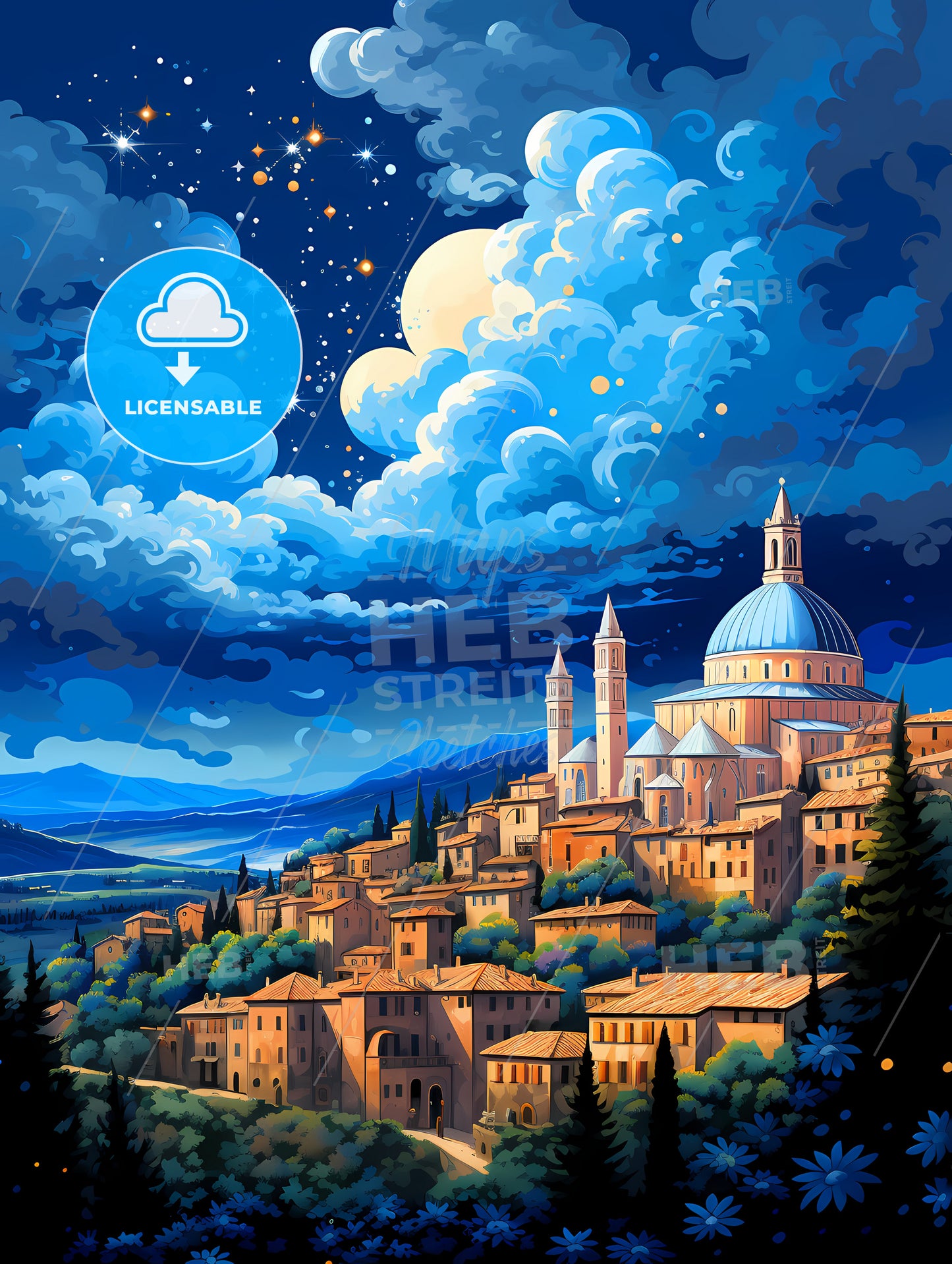 A City With A Dome And Towers