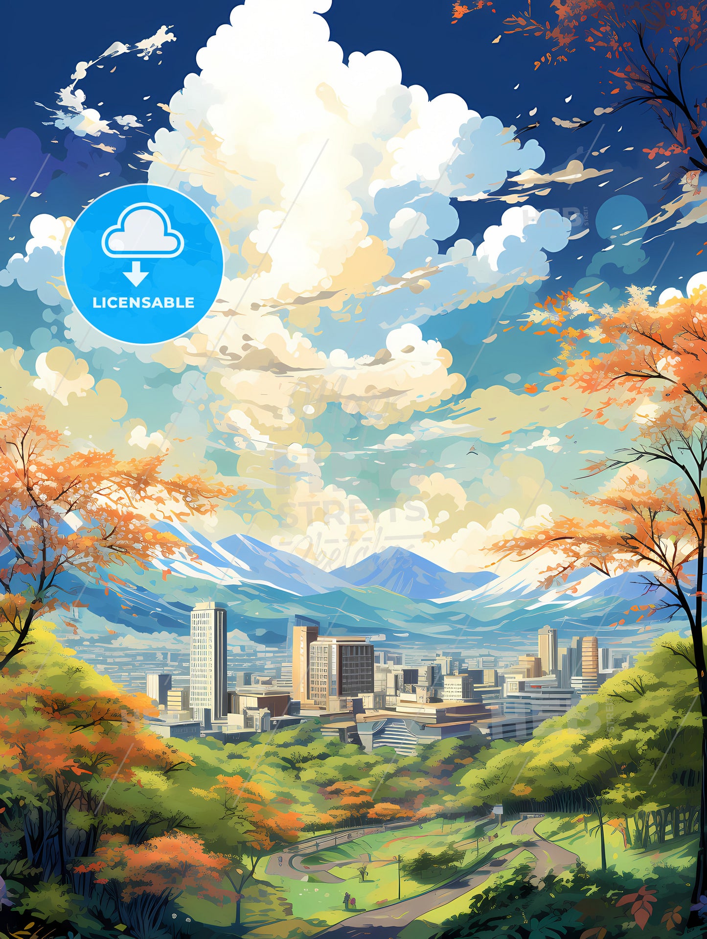 A City Landscape With Mountains And Trees