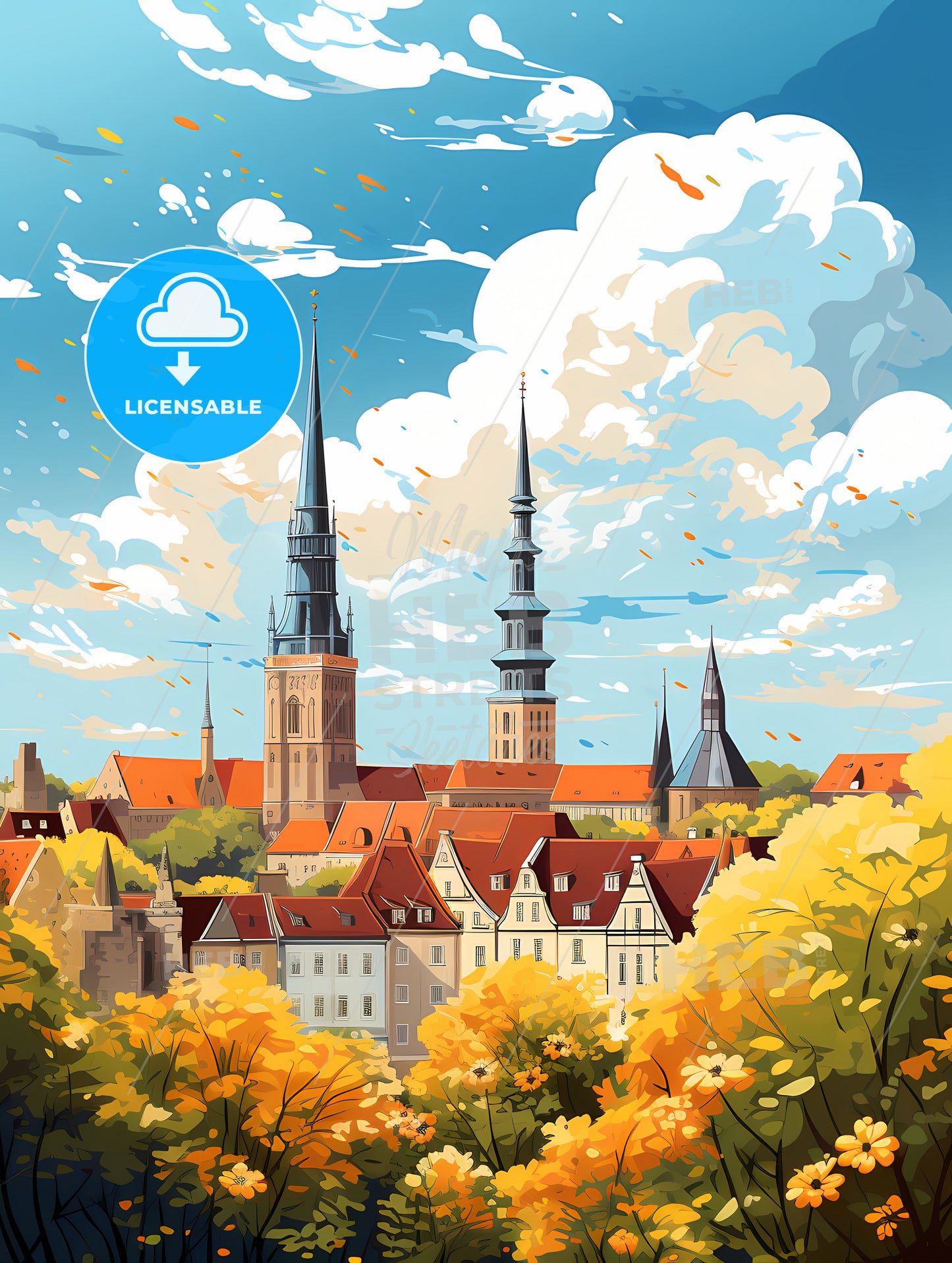 A City With Towers And Buildings