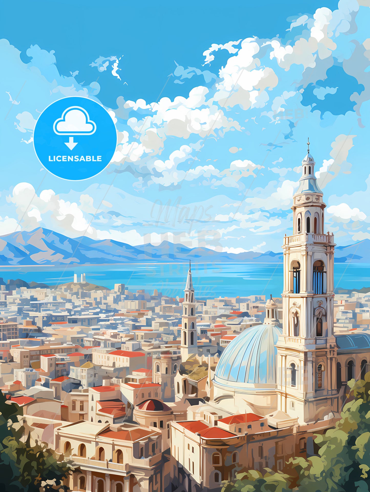 A Large Building With A Dome And A Blue Roof