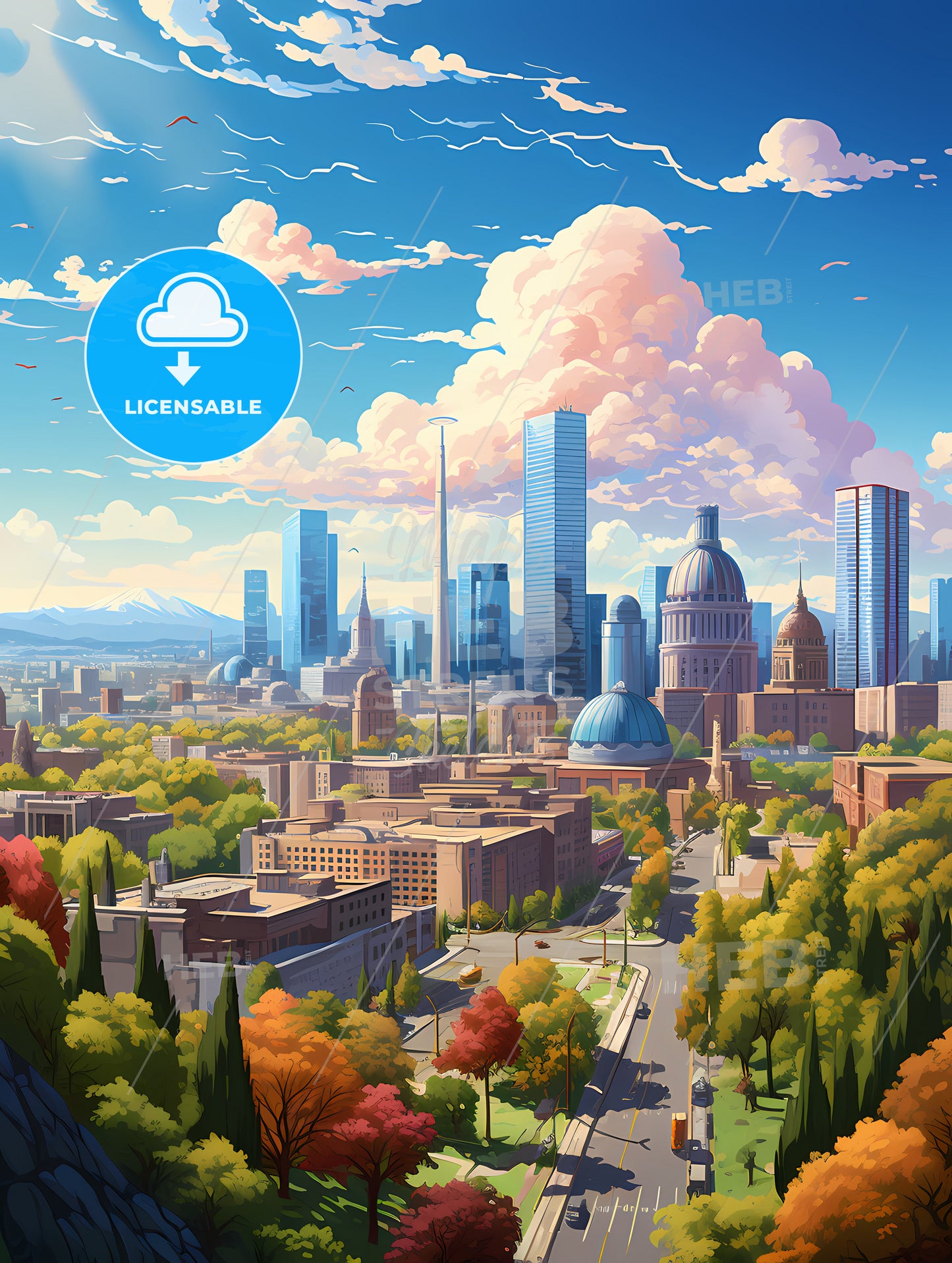 A City With Trees And Buildings