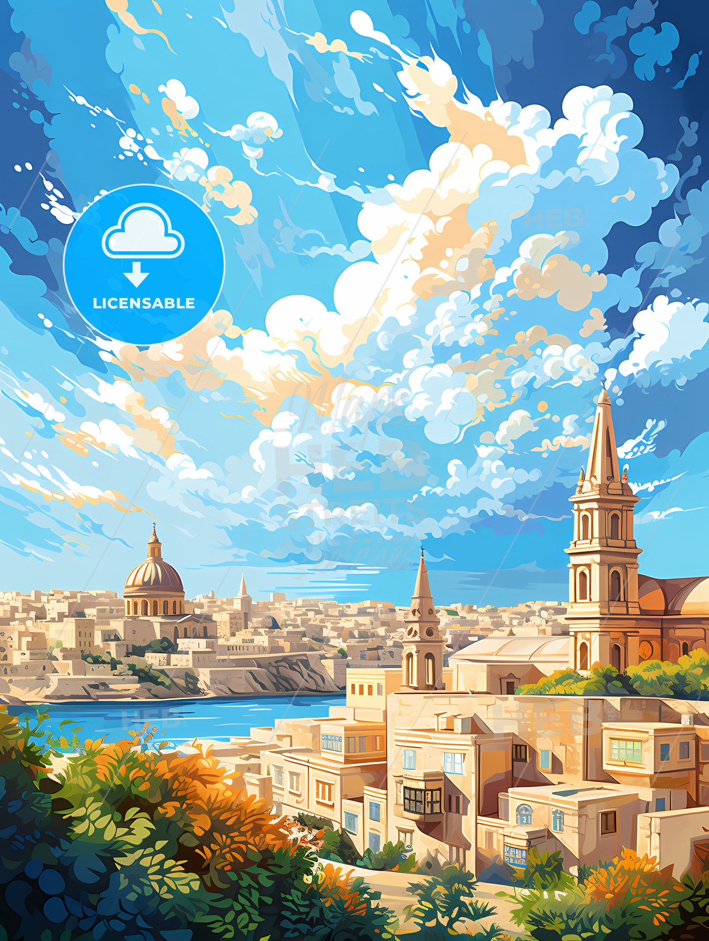 A City With A River And A Cloudy Sky