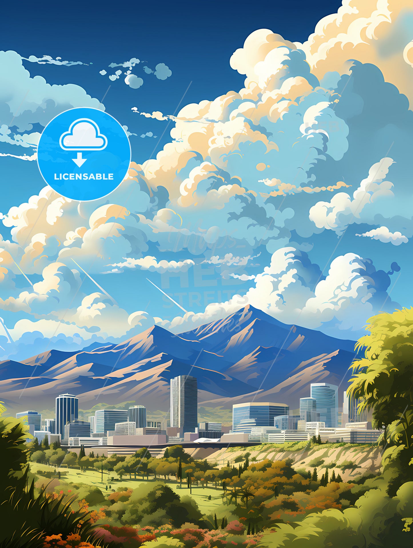 A City With Mountains In The Background