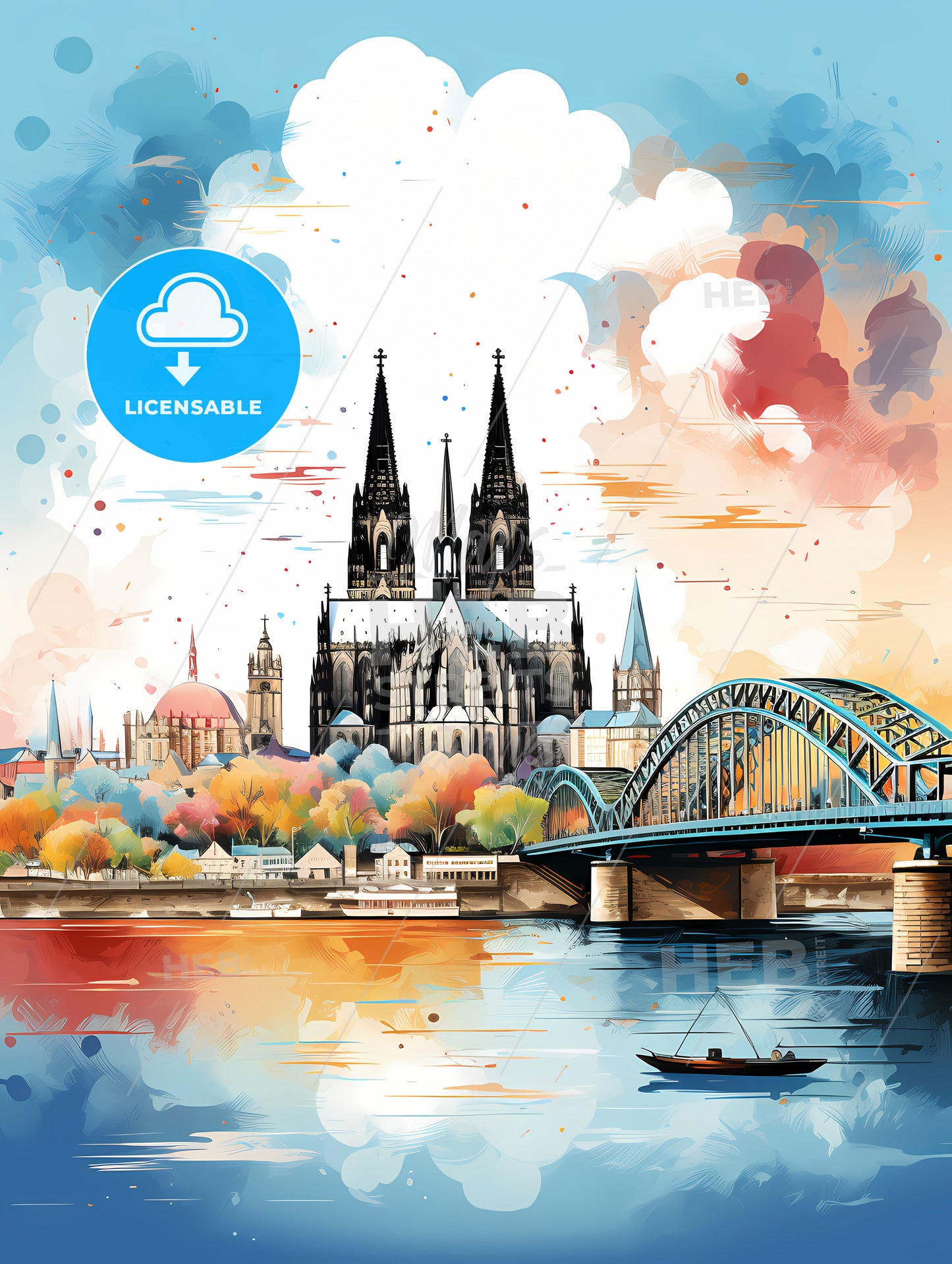 A Bridge Over A River With A Castle And A Bridge