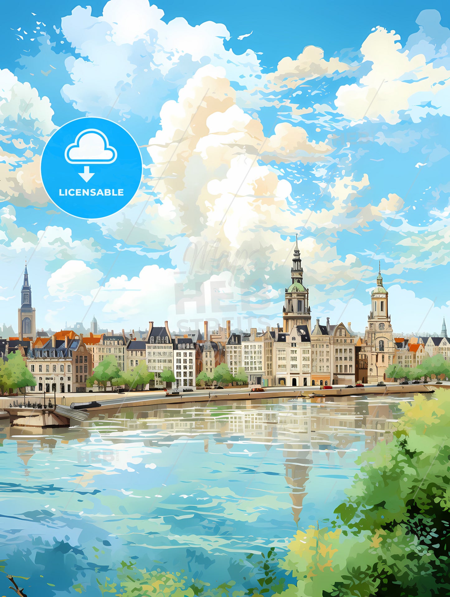 A Water Next To A City