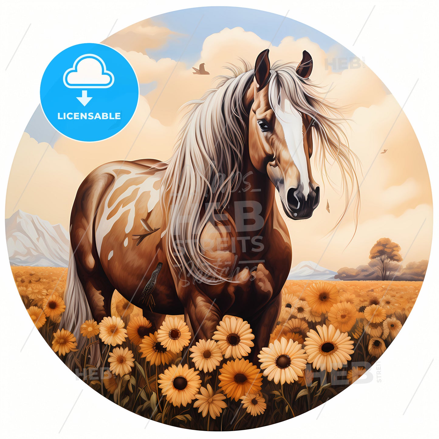 A Horse In A Field Of Flowers