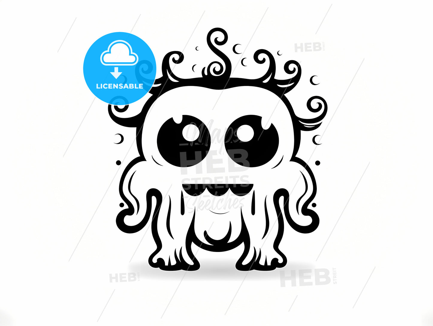 A Black And White Cartoon Of A Monster