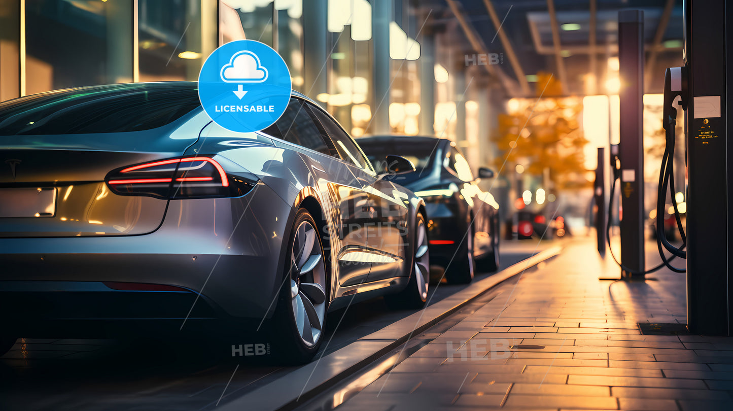 A Group Of Cars Parked On A Sidewalk