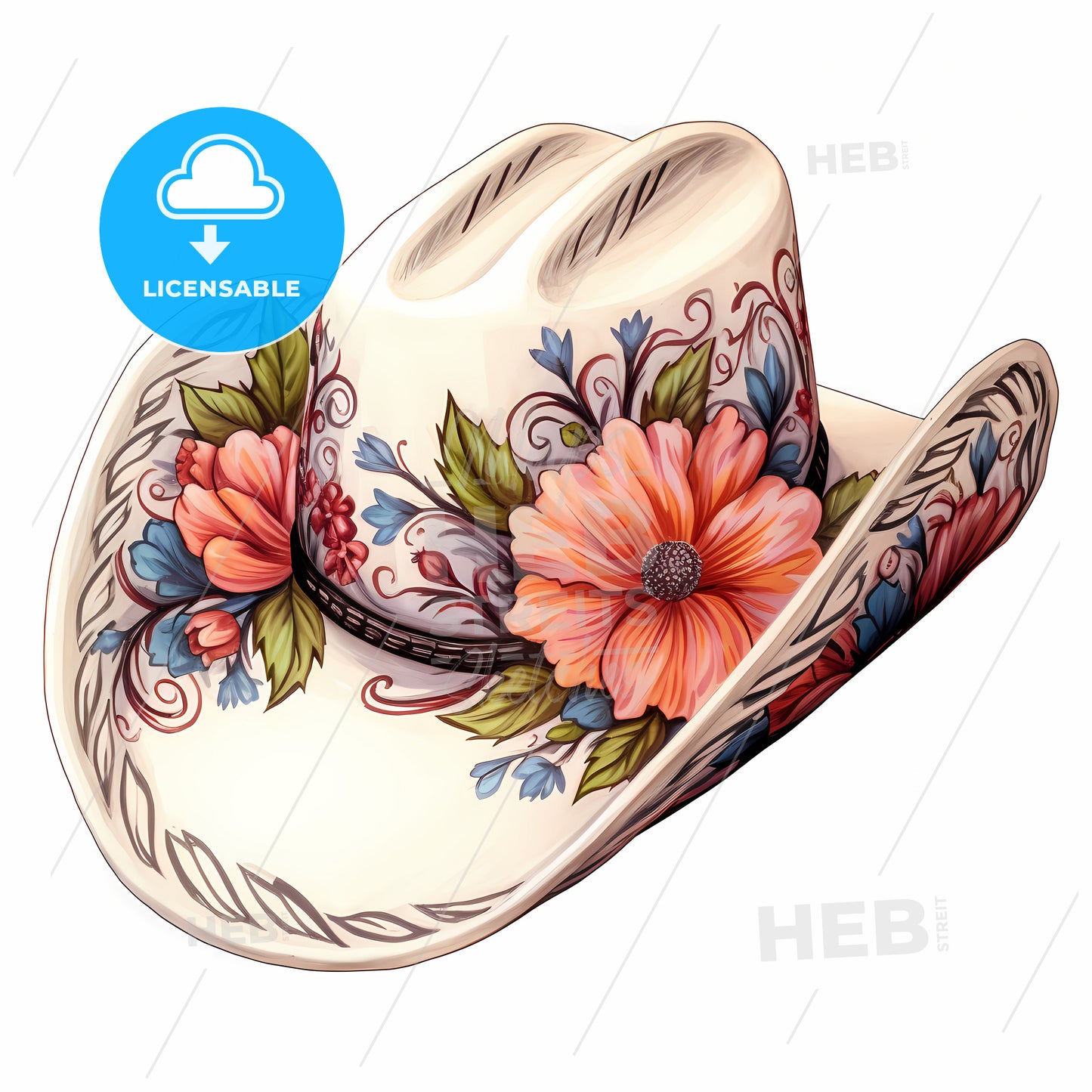 A Cowboy Hat With Flowers Painted On It