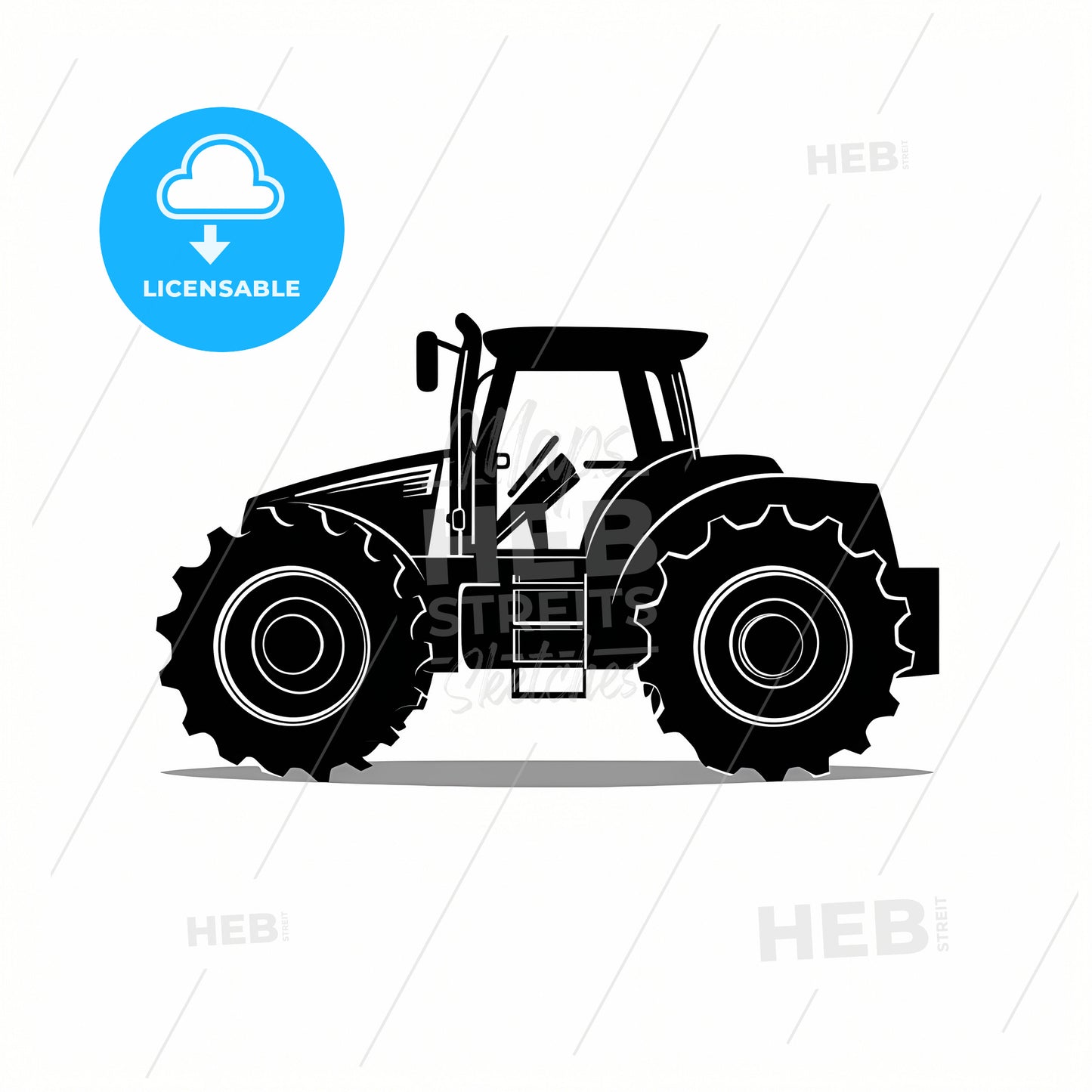 A Black Tractor With Large Wheels