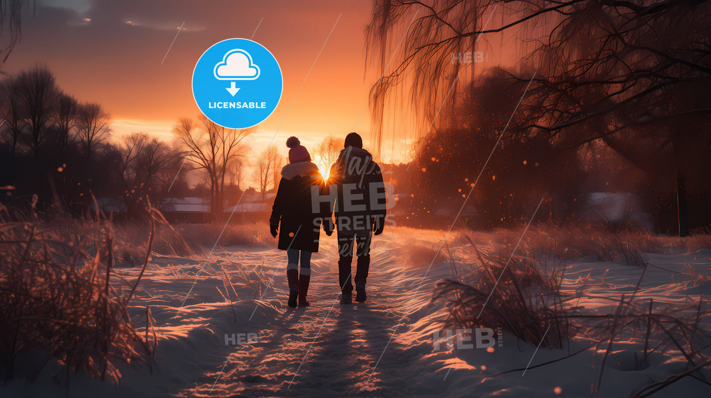 A Couple Walking In The Snow