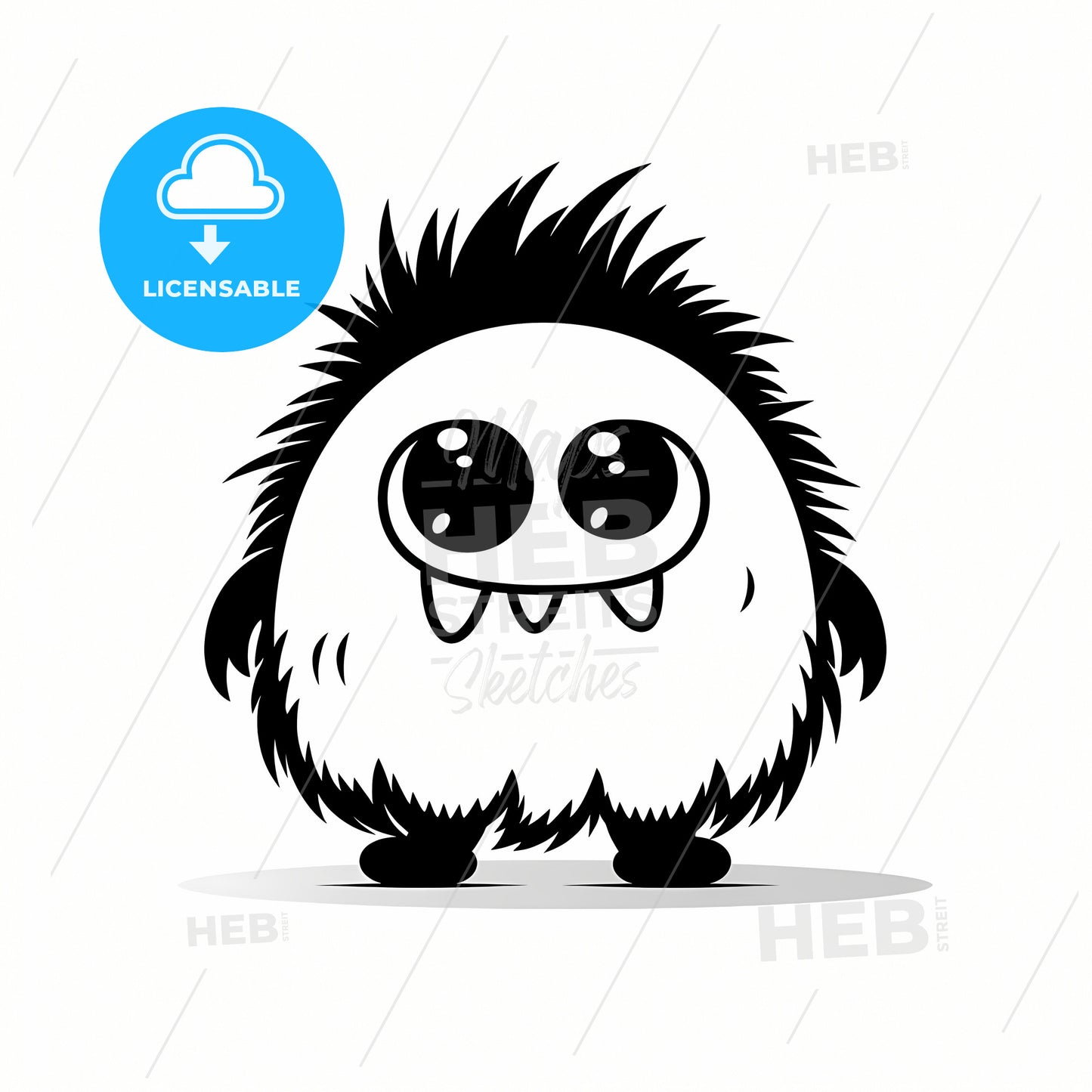 A Black And White Cartoon Of A Furry Monster