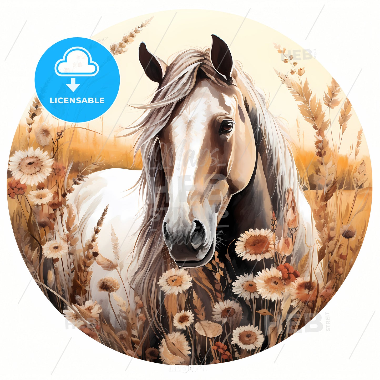 A Horse In A Field Of Flowers