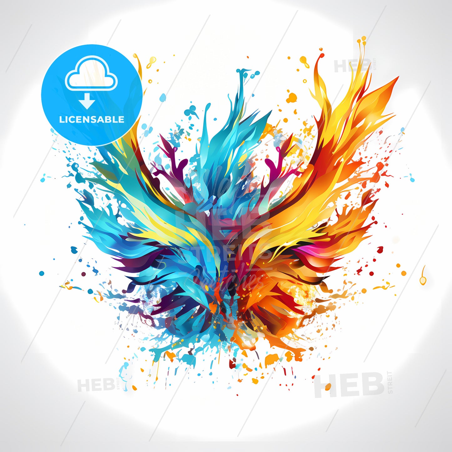 A Colorful Paint Splashes In The Shape Of A Bird