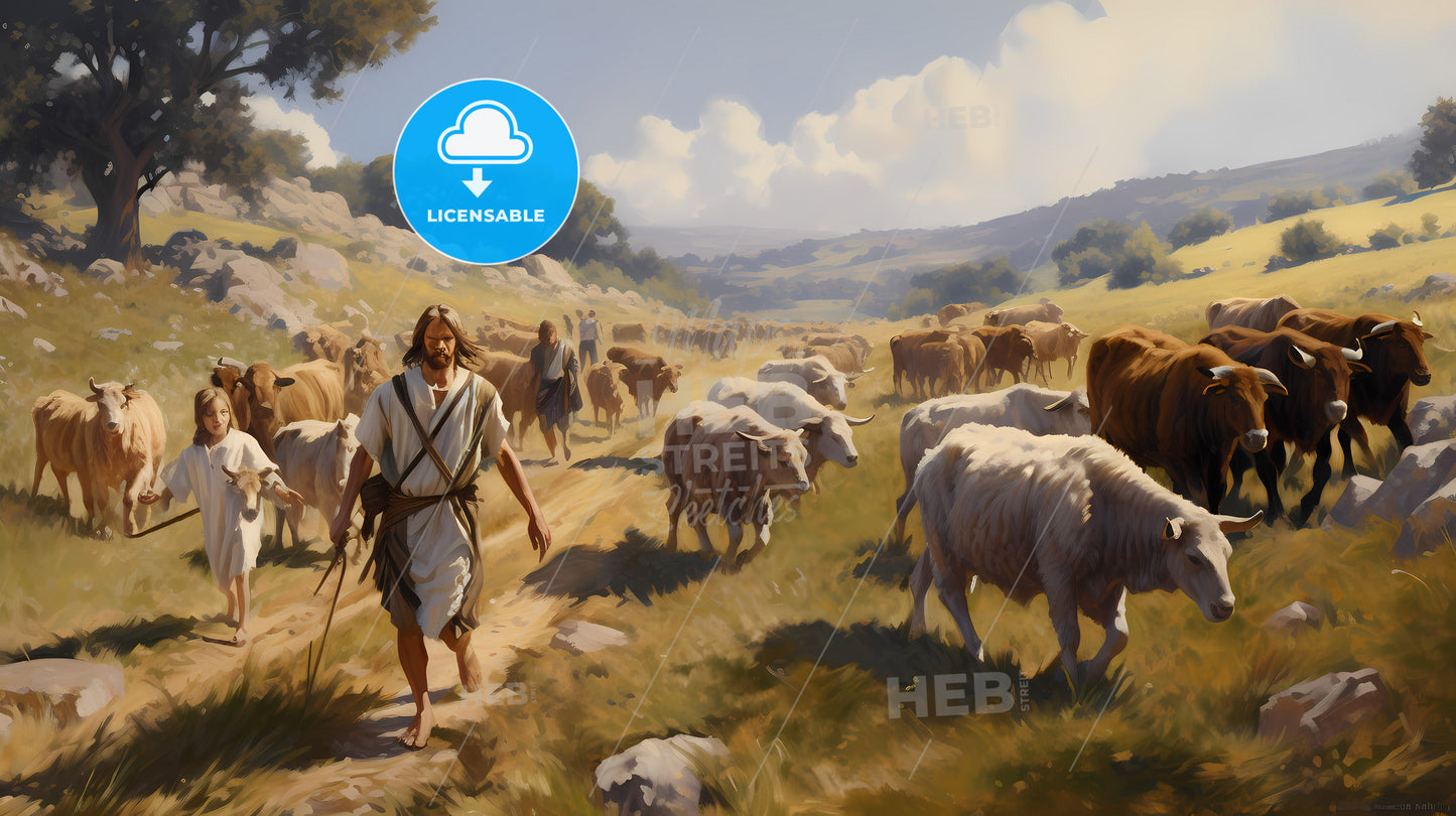 A Man Walking With A Herd Of Cows