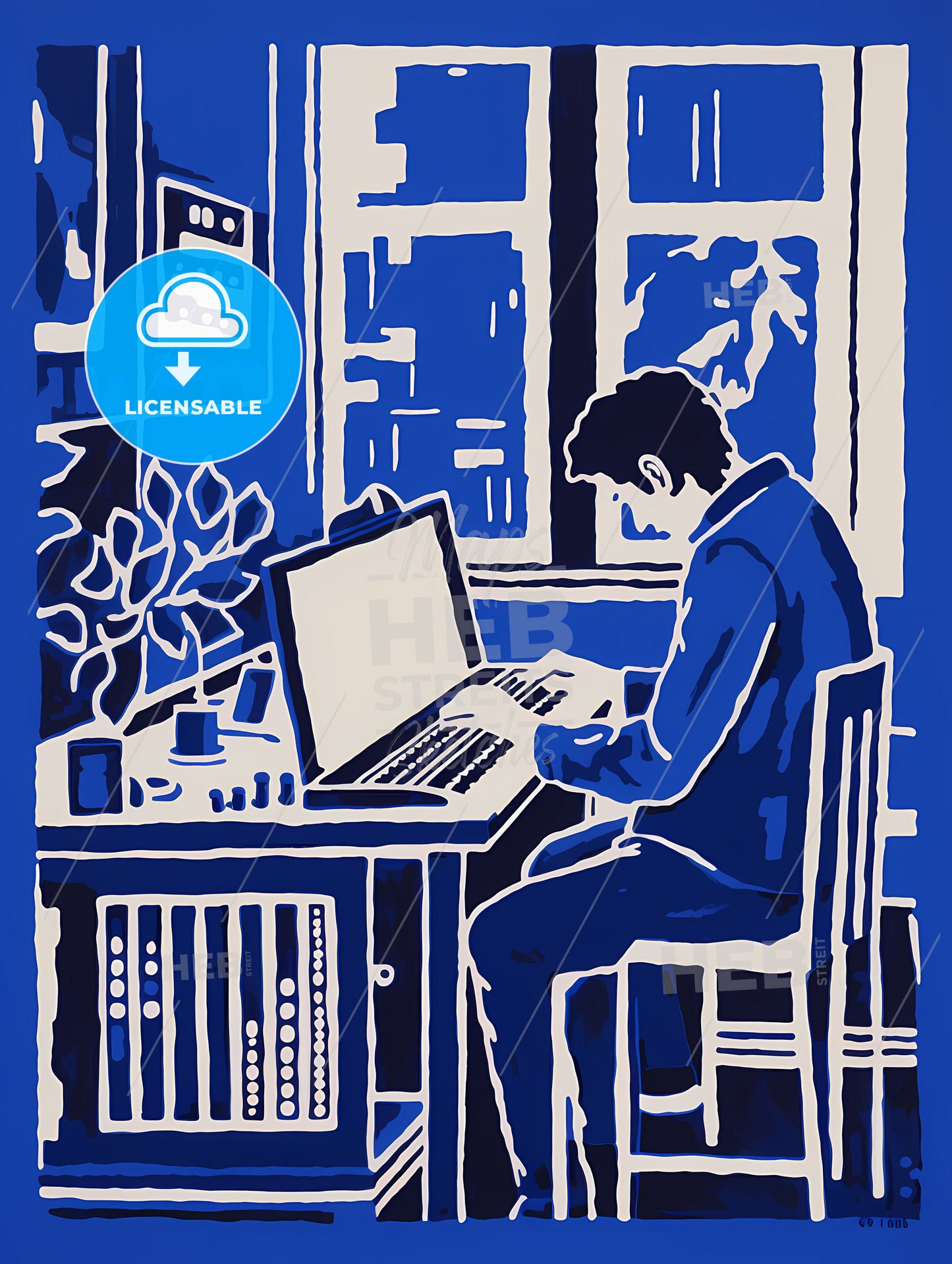 A Man Sitting At A Desk Working On A Computer